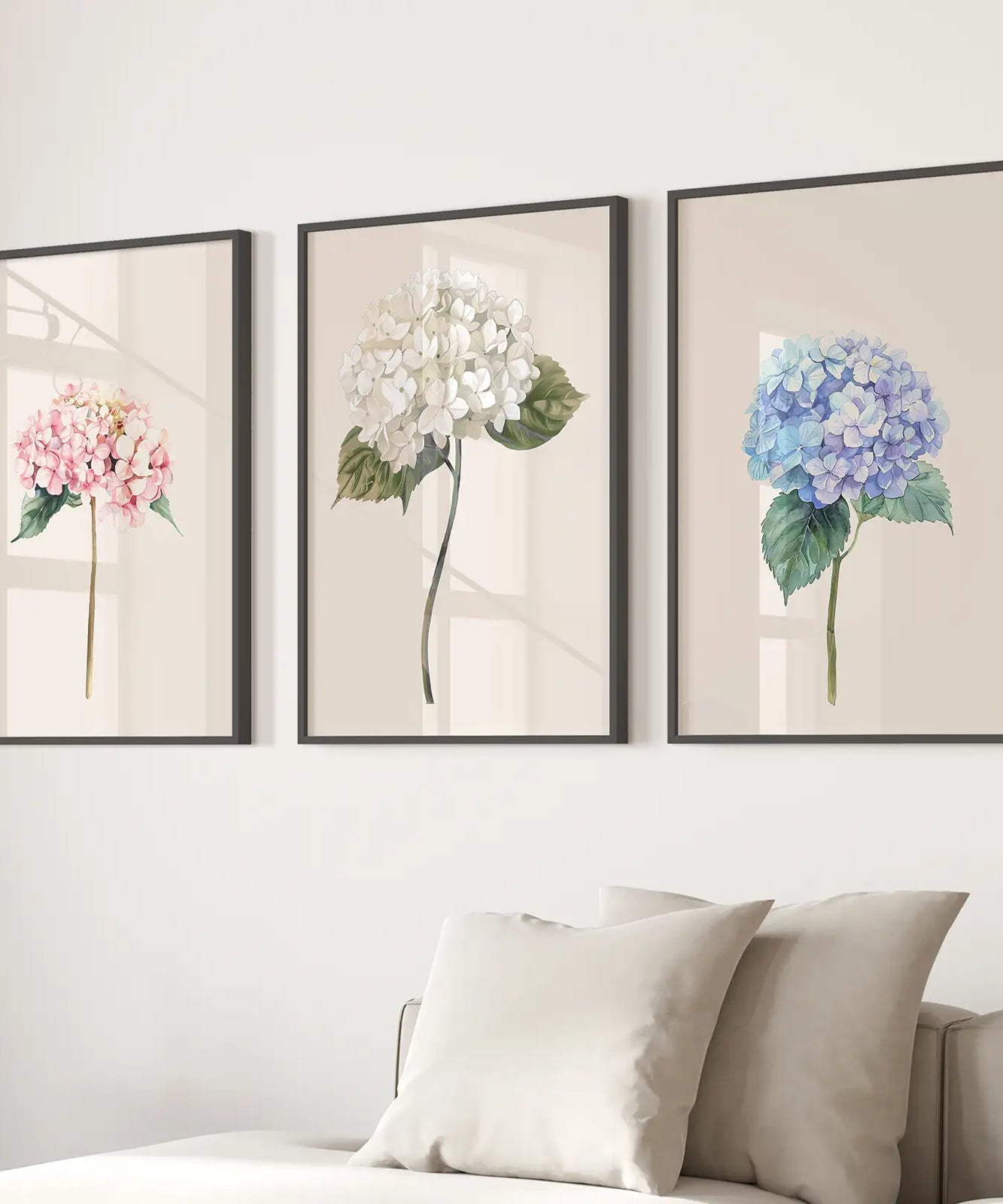 Minimalistische Botanische Hortensien-Kunstdruck-Dekoration