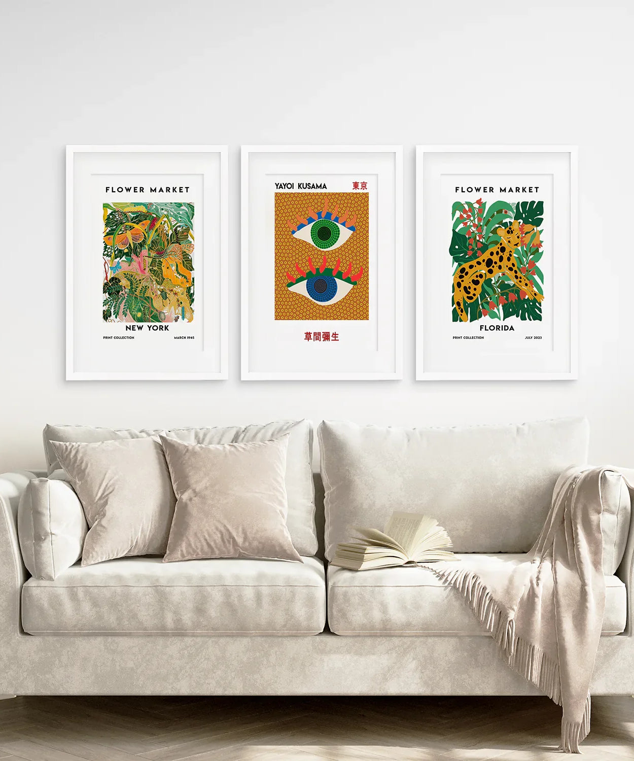 Modernes abstraktes Blumen-Marker-Set, 3-teilig