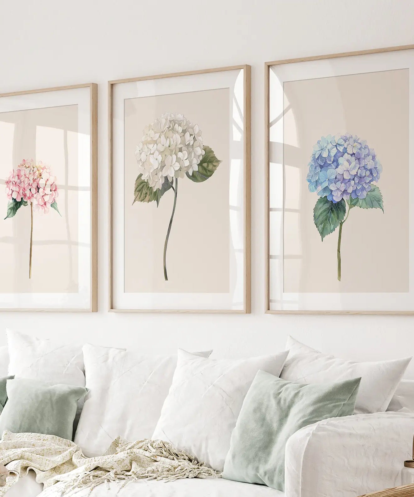 Minimalistische Botanische Hortensien-Kunstdruck-Dekoration