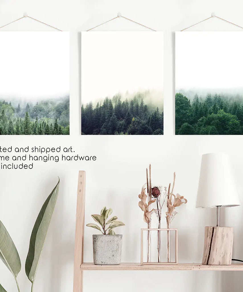 Modern Minimalist Forest Photography. Nordic Wall Art Set
