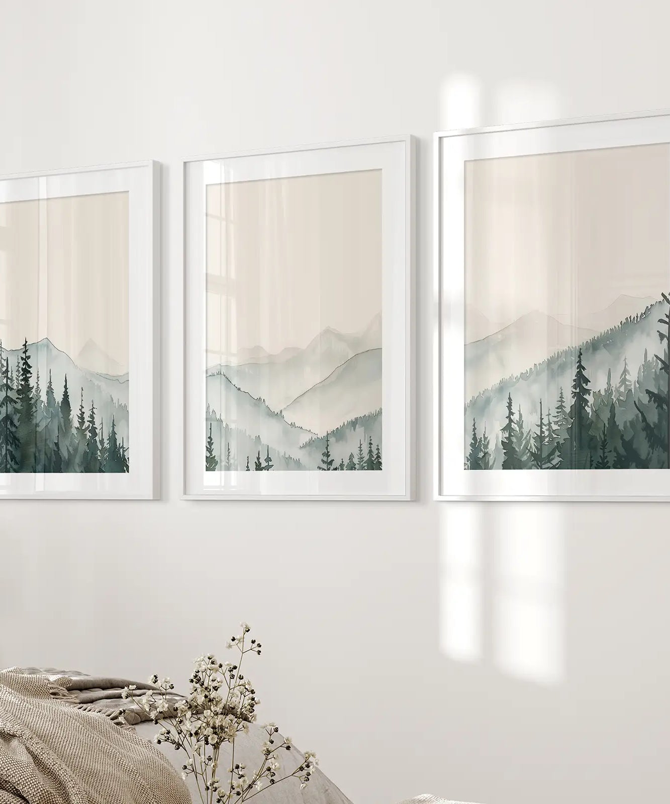 3er Set Berg-Wald-Dekorationsbilder Wandkunst