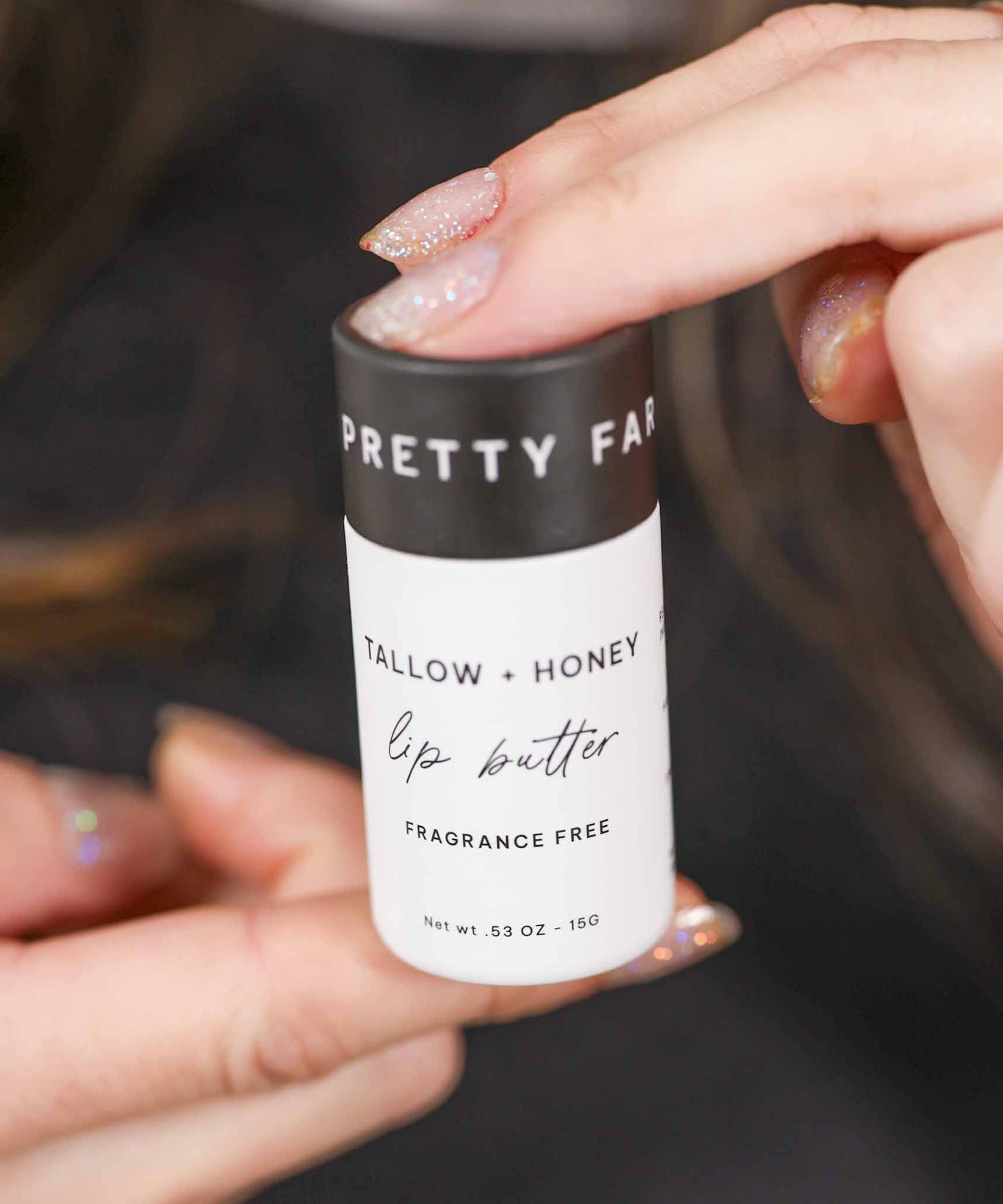 Fragrance Free Tallow + Honey Lip Butter | Eco-Friendly Travel Tube