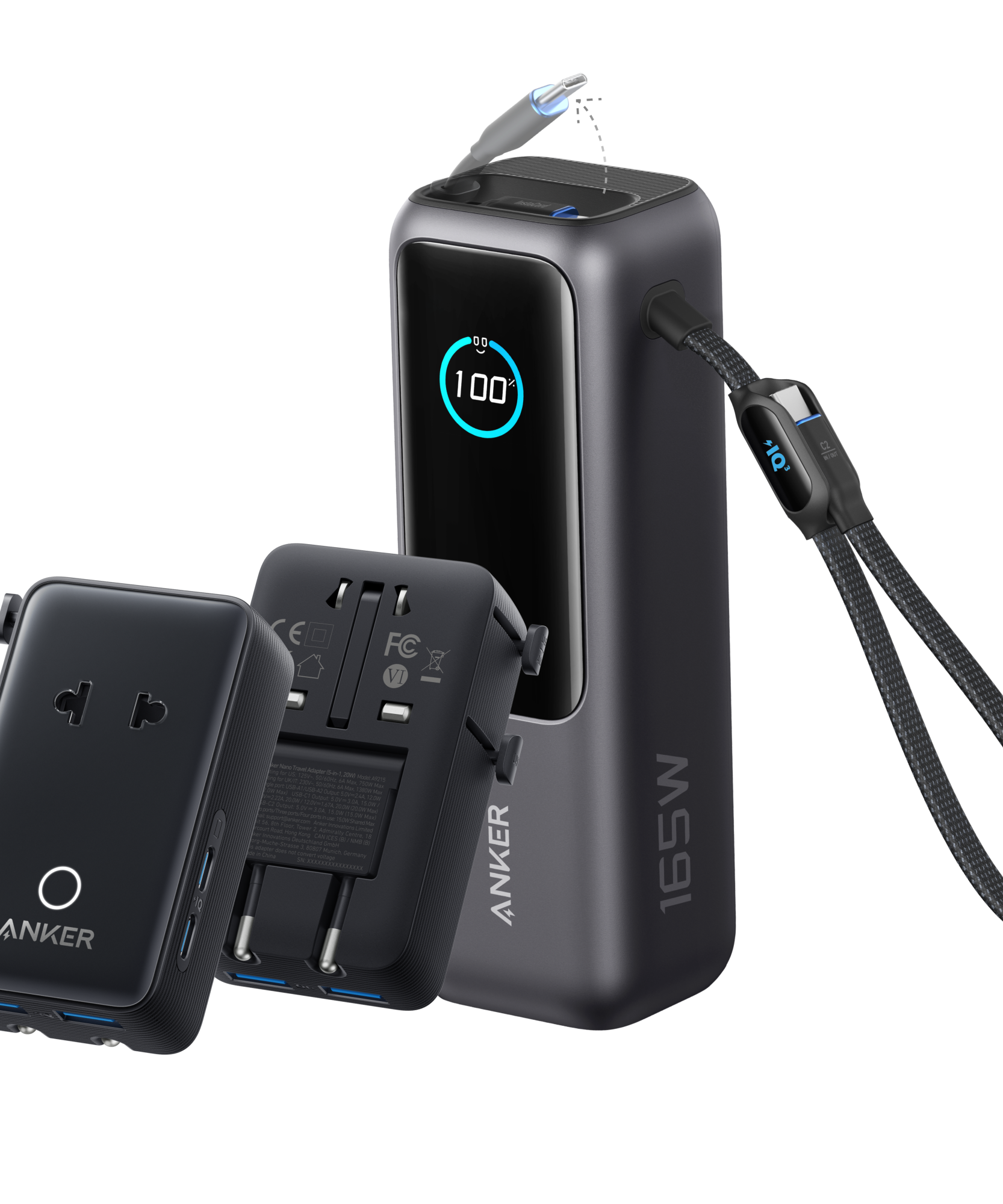 Anker Laptop Power Bank (25K, 165W, Built-In and Retractable Cables)