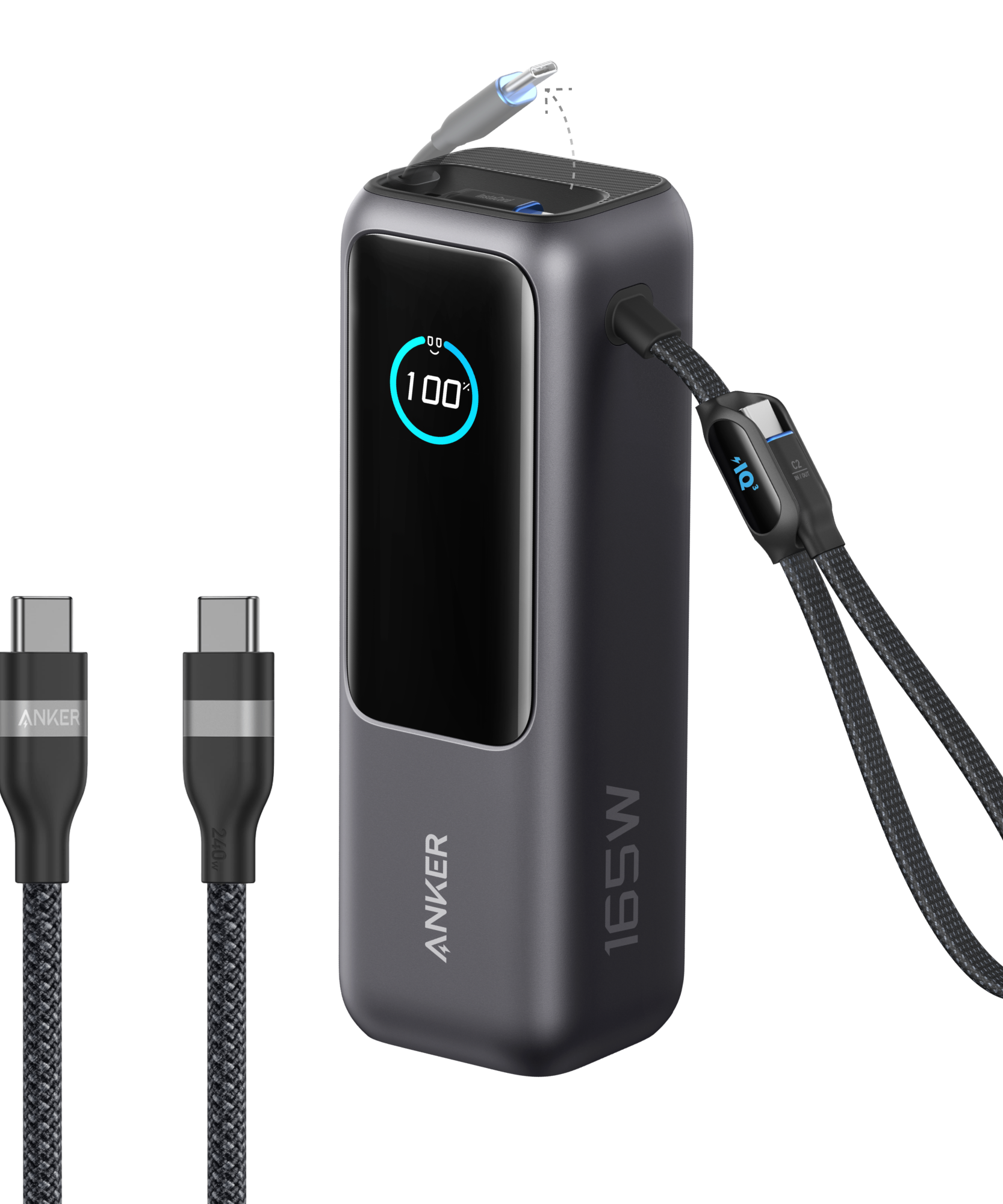 Anker Laptop Power Bank (25K, 165W, Built-In and Retractable Cables)