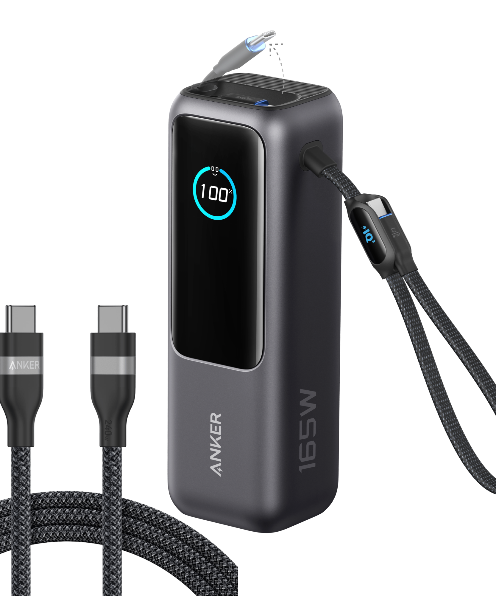 Anker Laptop Power Bank (25K, 165W, Built-In and Retractable Cables)