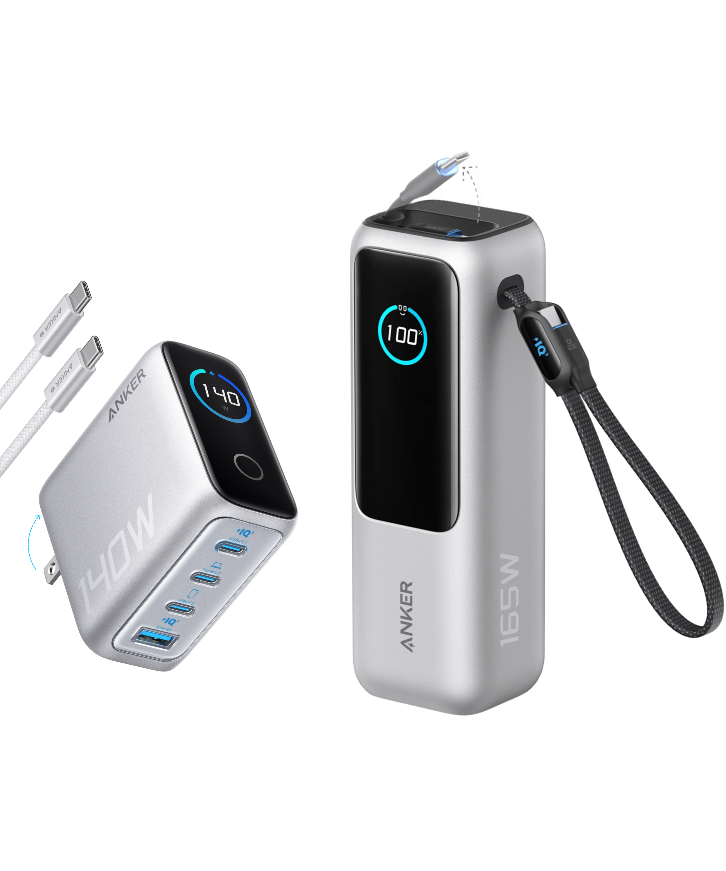 Anker Laptop Power Bank (25K, 165W, Built-In and Retractable Cables)
