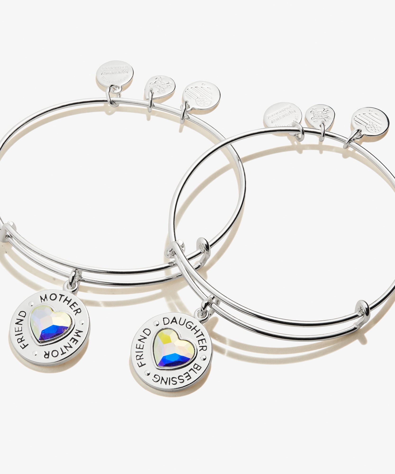 Mother Daughter Charm Bangles, Set of 2