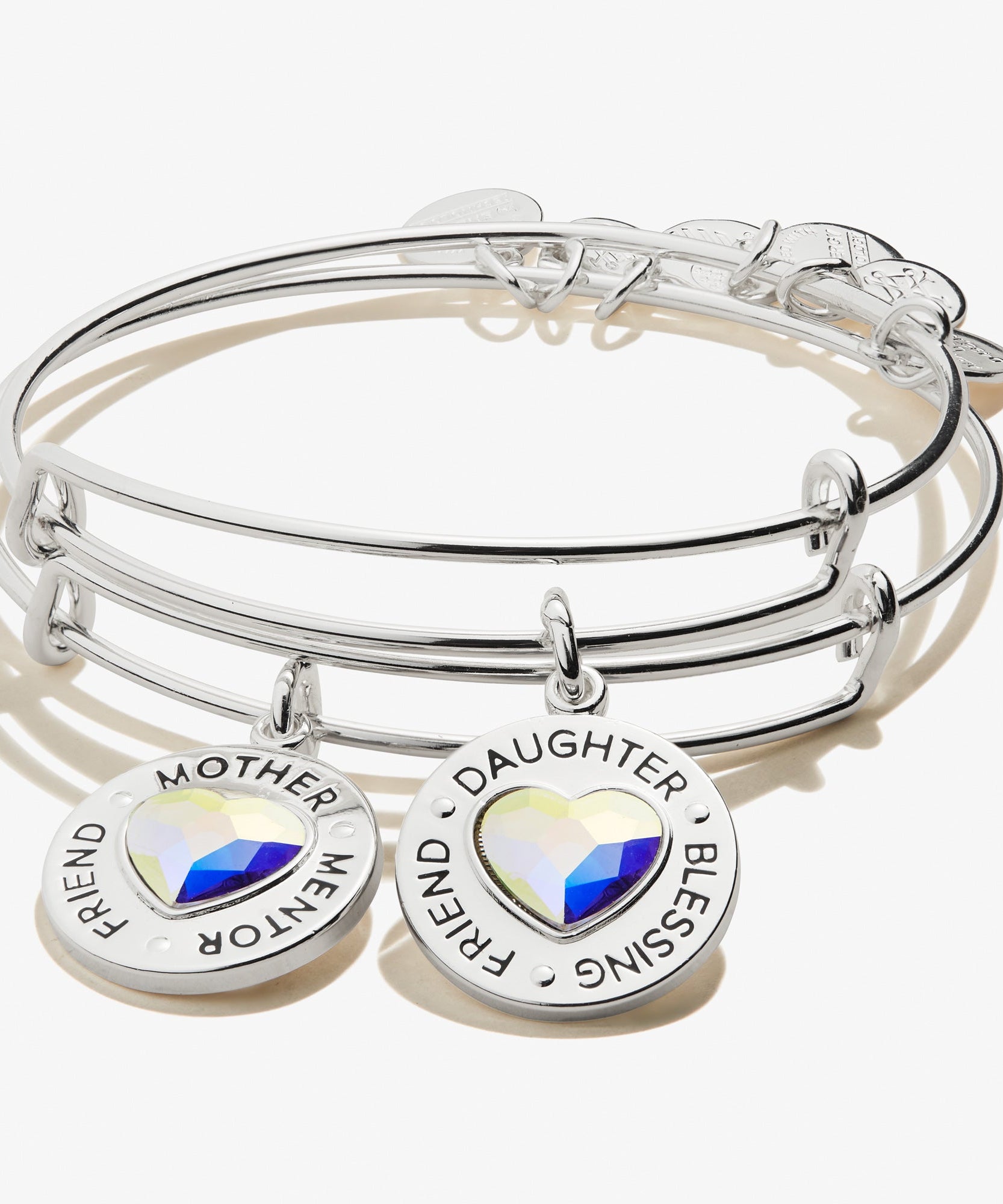 Mother Daughter Charm Bangles, Set of 2