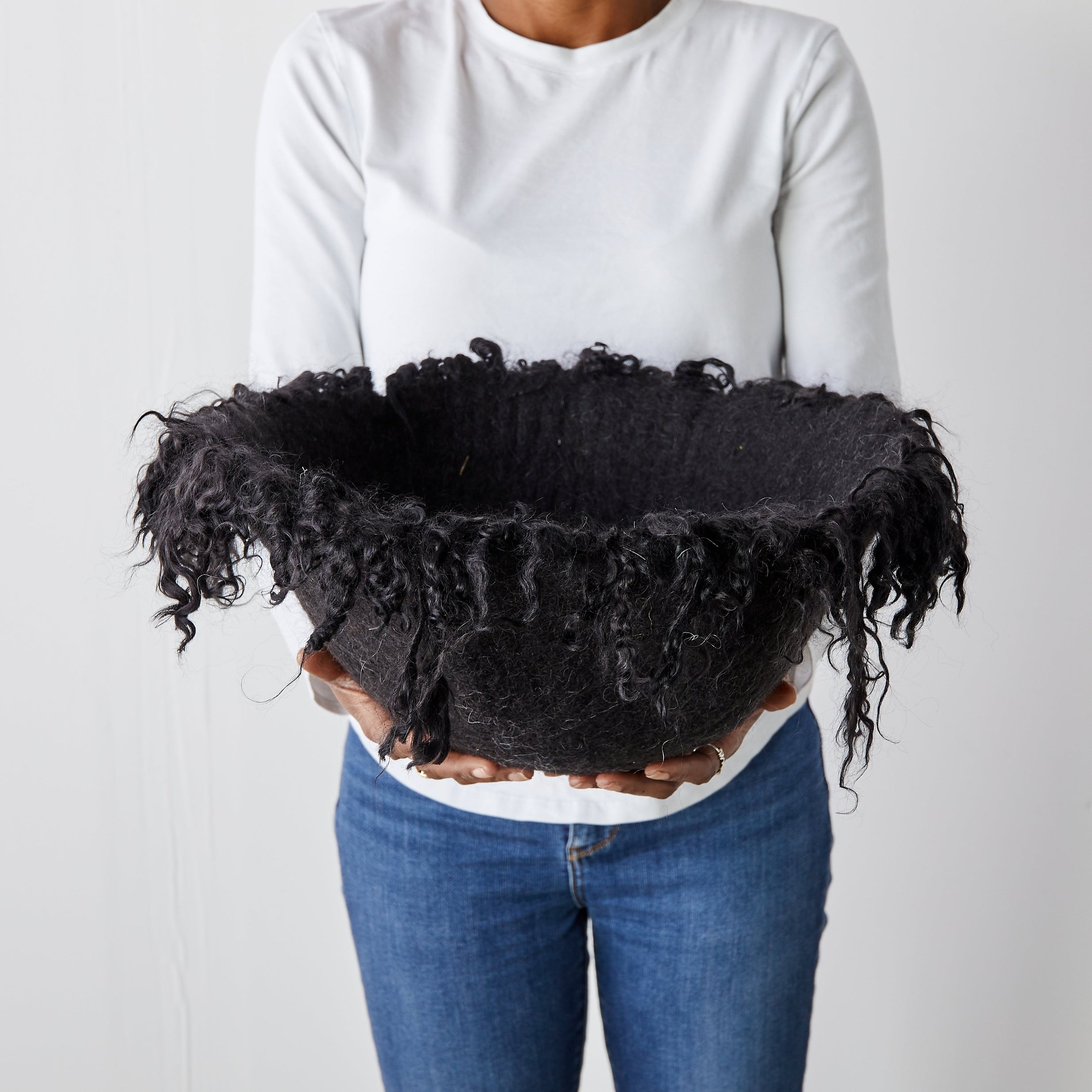 Fransenrock Schwarz Dekorative Karakulwolle und Mohair