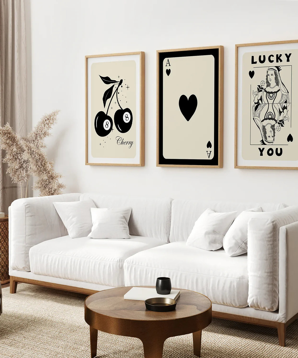 Beige Queen of Hearts Retro-Wandkunstposter