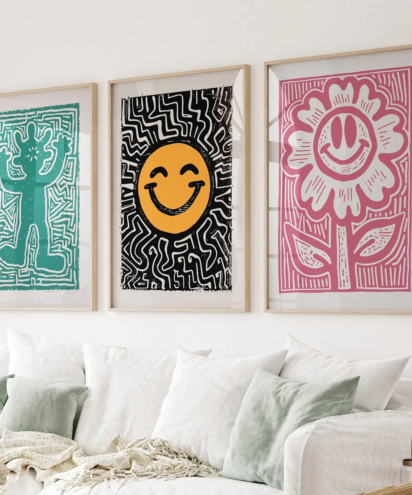 Ausgefallene Wandkunst. Hippes Poster. Trendiges Deko-Set
