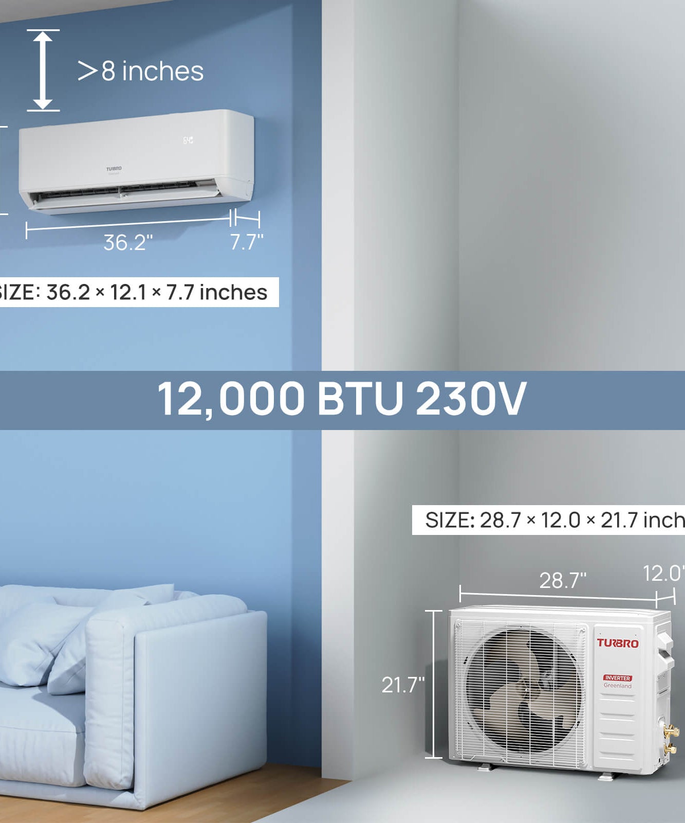 Greenland 12,000 BTU Single Zone Mini Split AC (R454B)