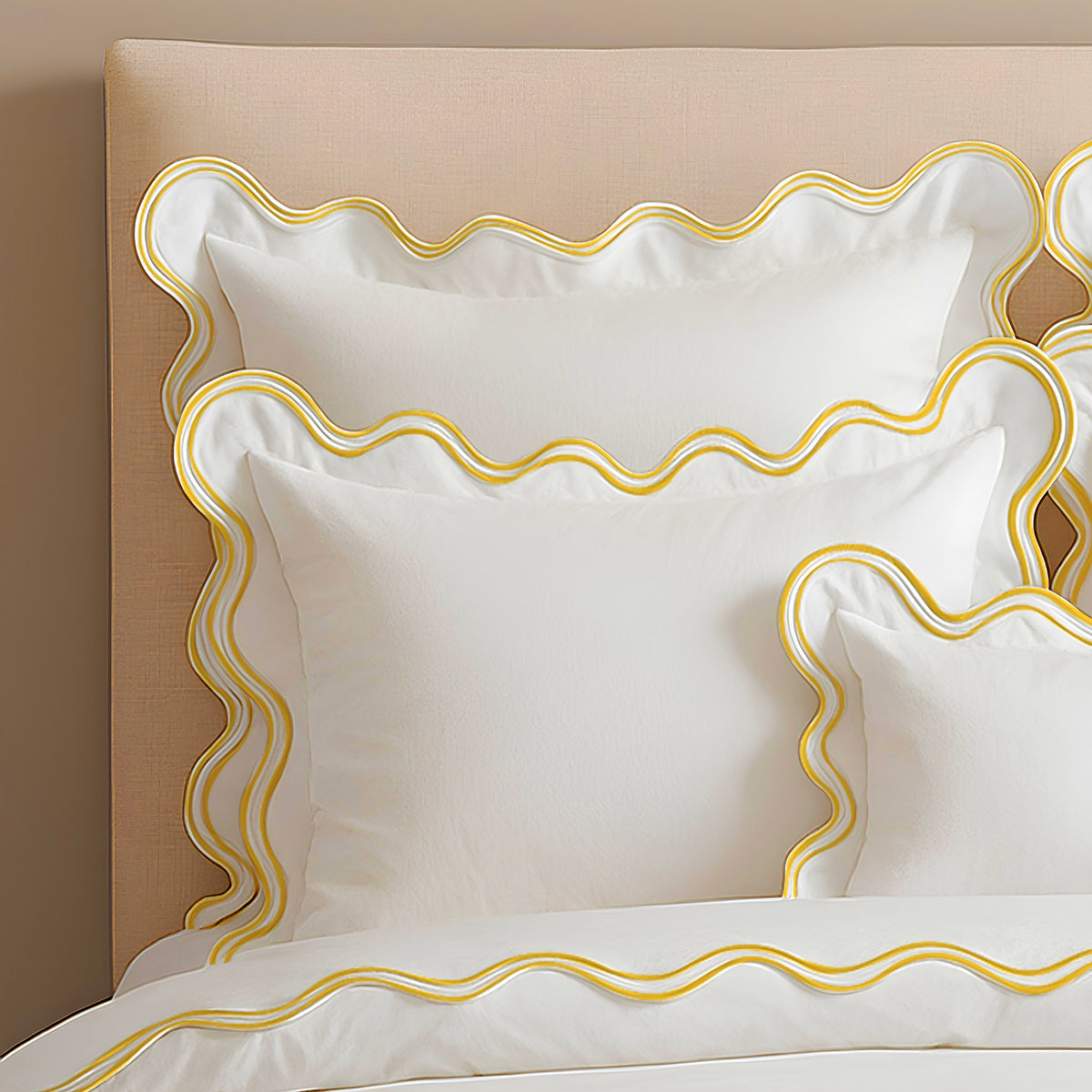 400TC Cotton Sateen Luxurious Double Scalloped Duvet Cover Set