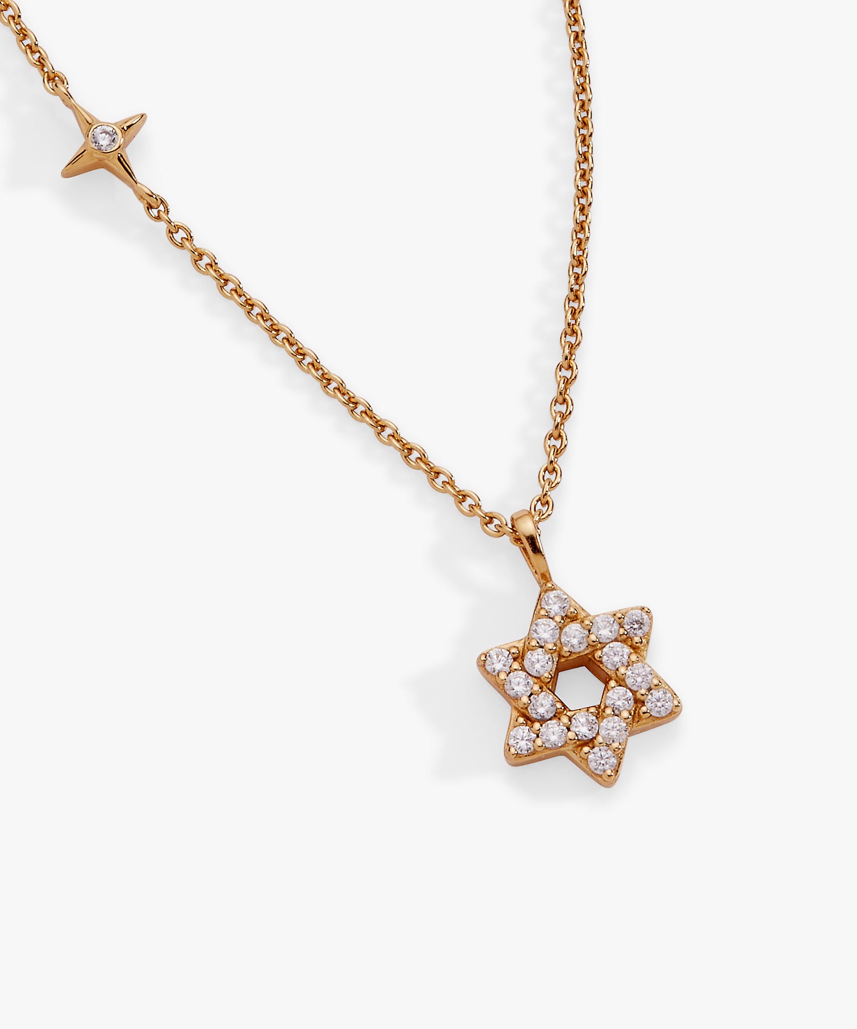 Star of David Delicate Pave Crystal Pendant Necklace