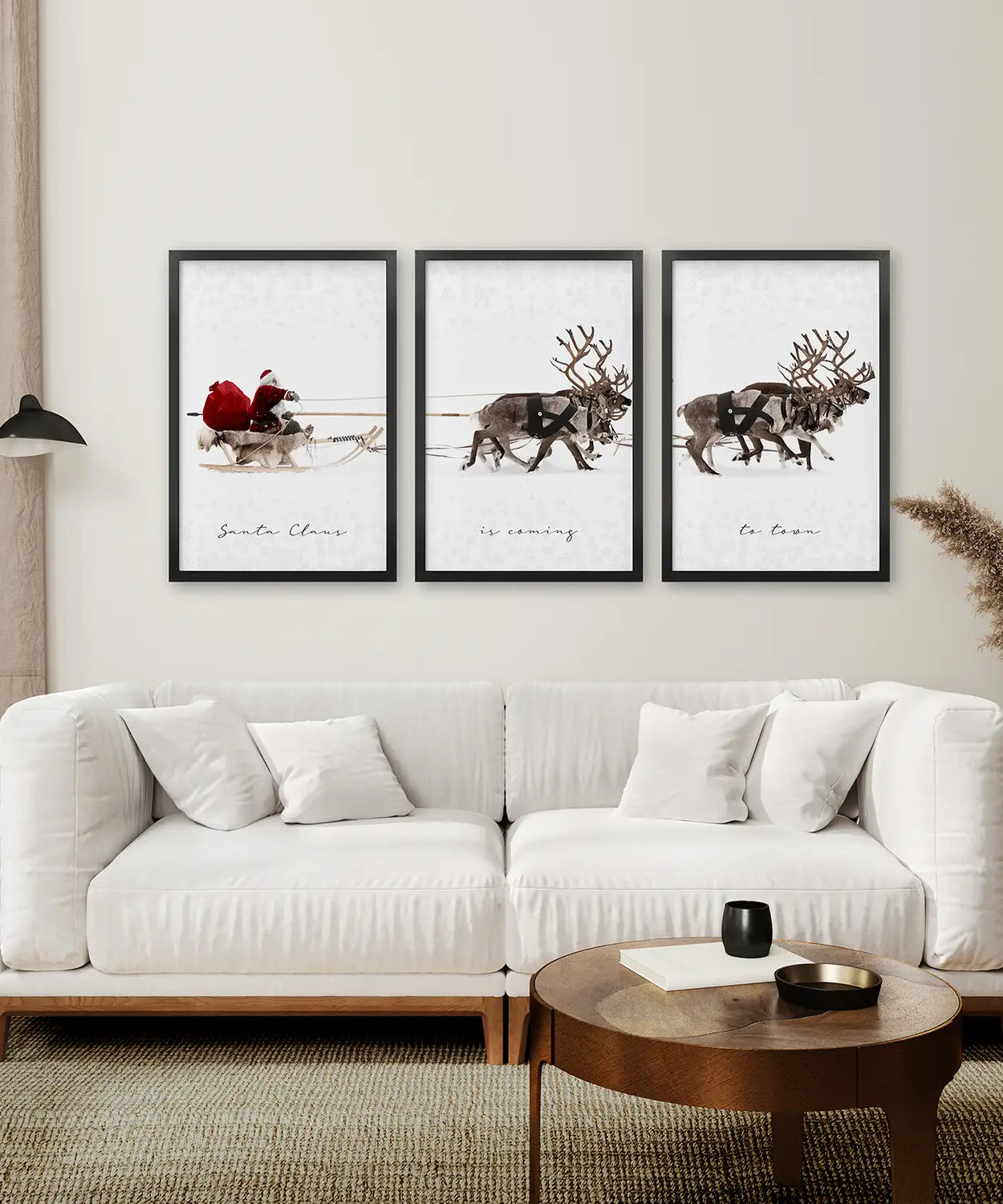 Weihnachten Weihnachtsmann mit Schlitten Kunstset