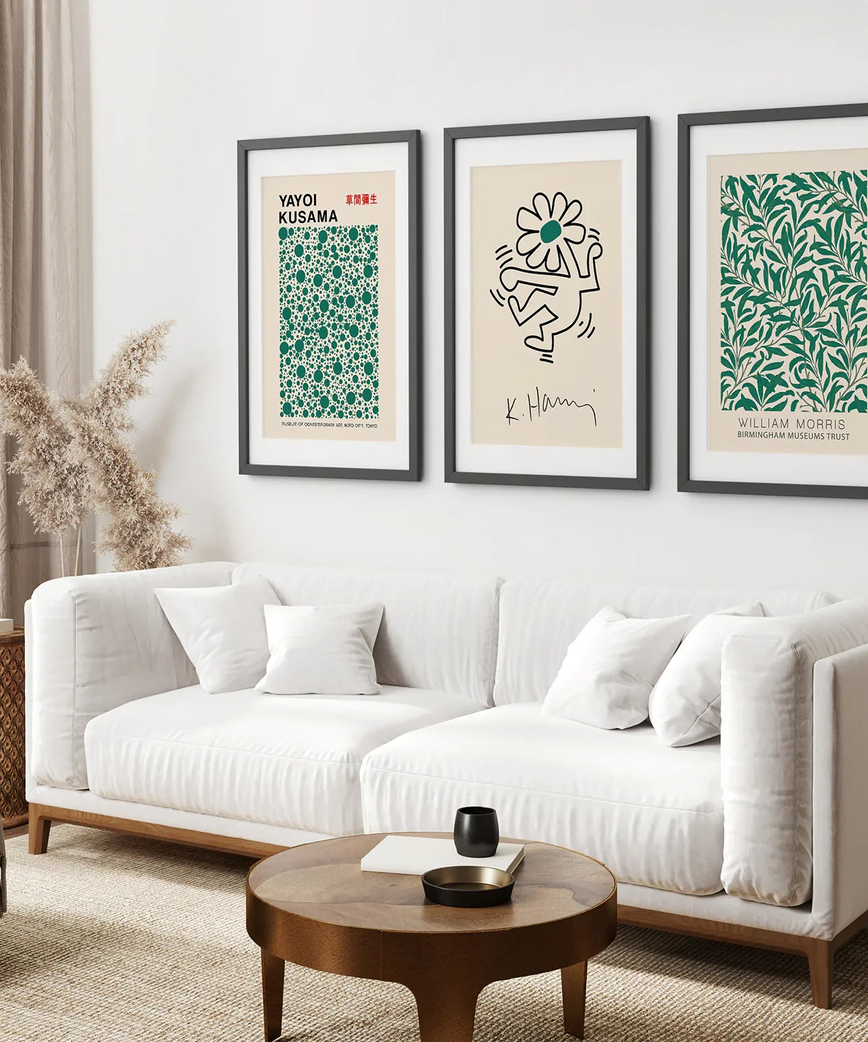 Ausstellung Grüne Kunst 3er Set Abstrakt Kunstdruck