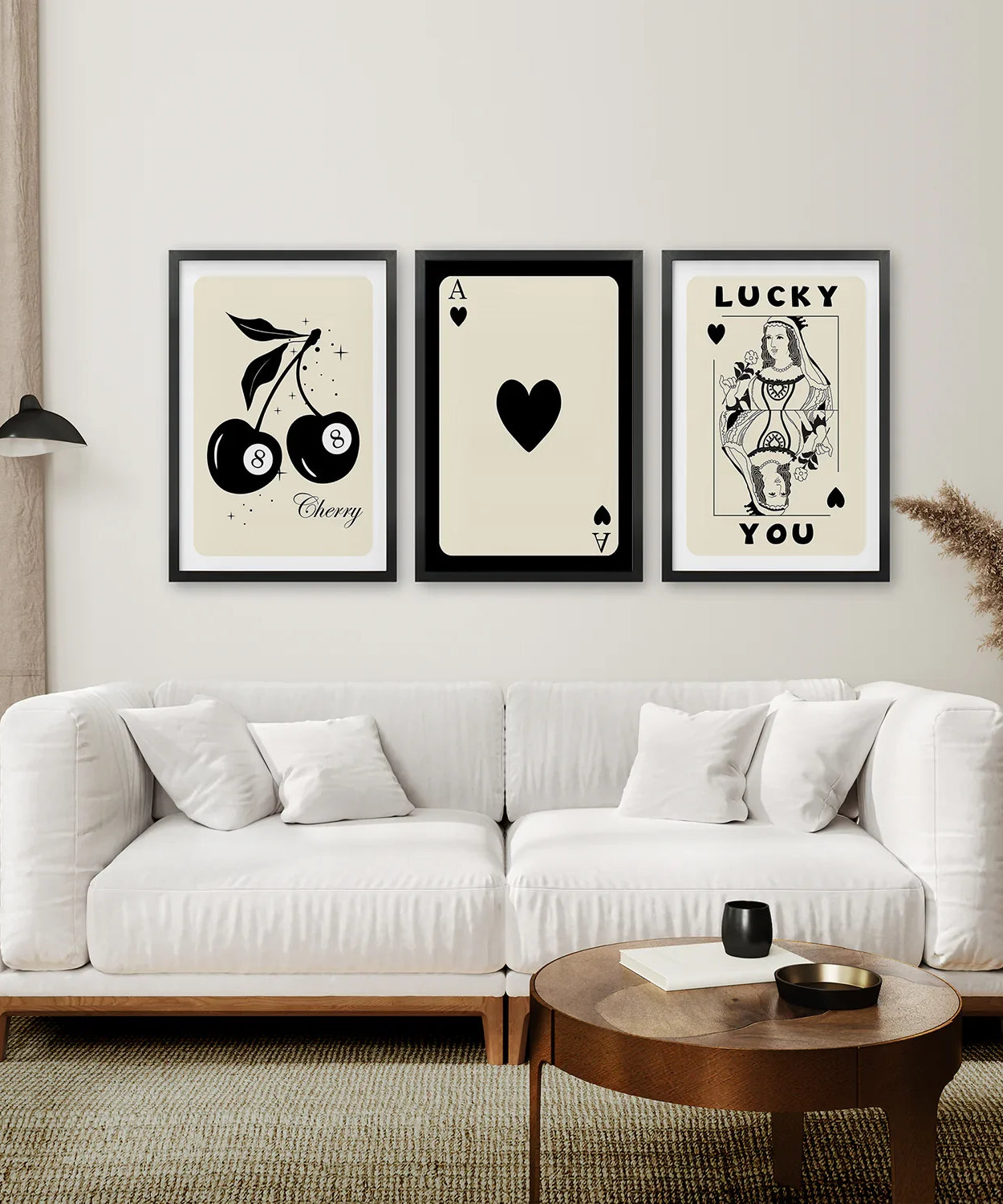Beige Queen of Hearts Retro-Wandkunstposter