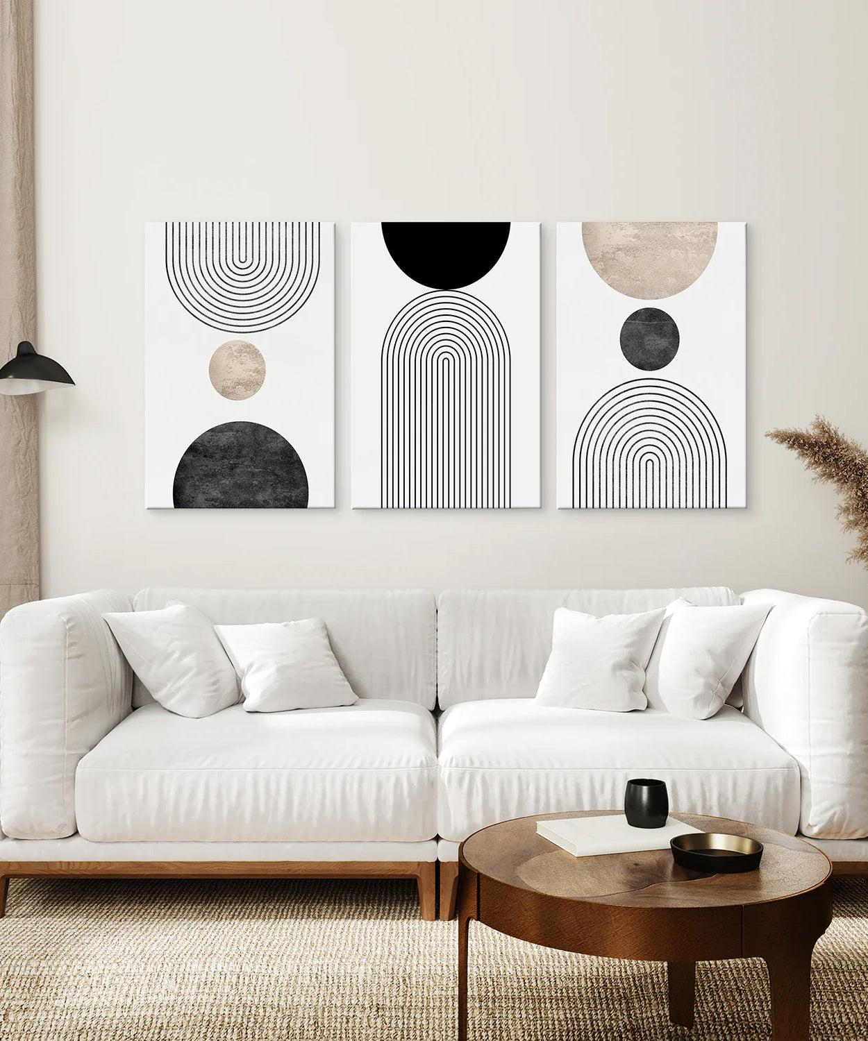 Neutrale Mid-Century Modern Wandkunst | 3er Set