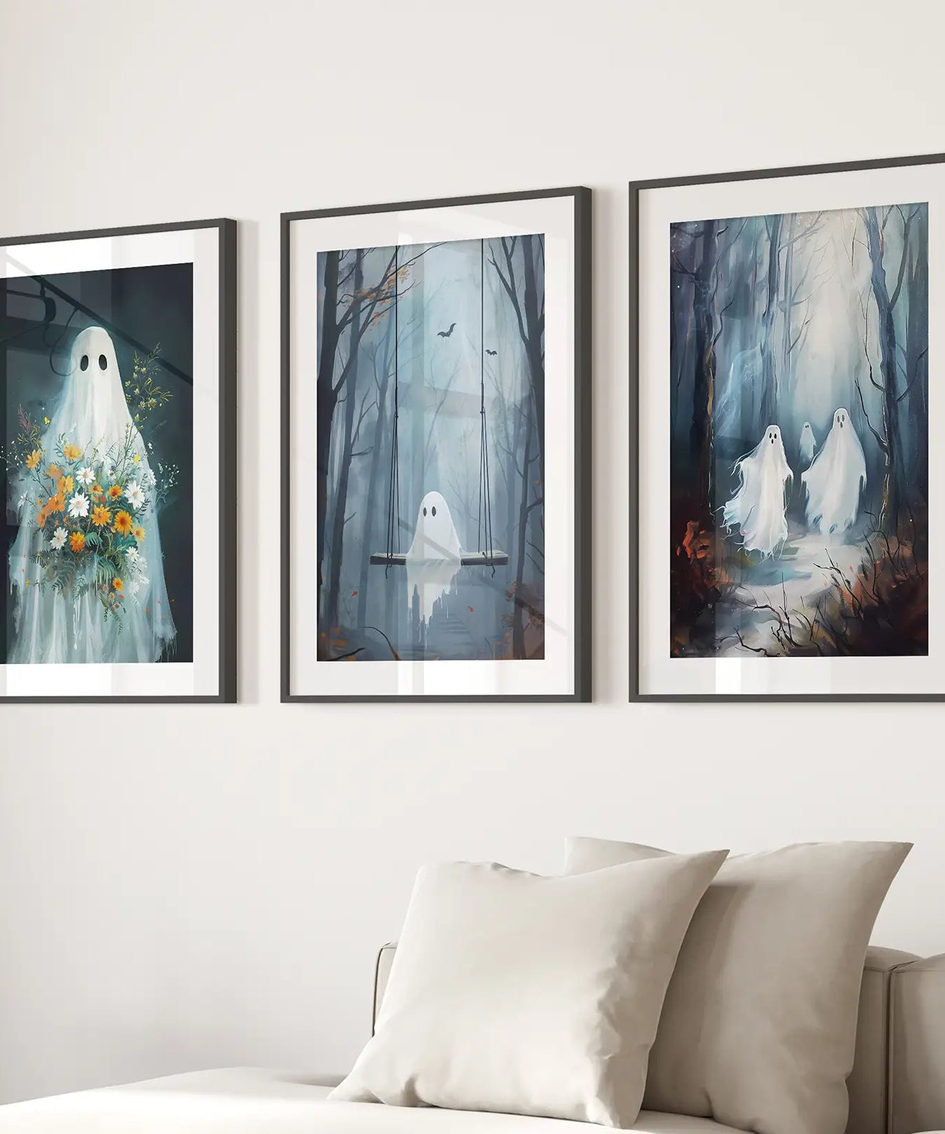 Niedliche Geister Halloween Kunstdruck Gothic Deko Set