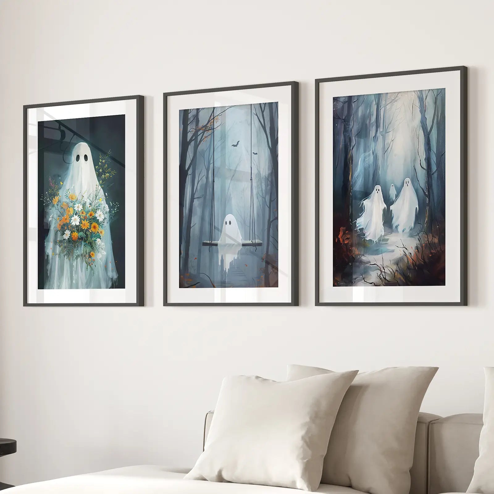 Niedliche Geister Halloween Kunstdruck Gothic Deko Set