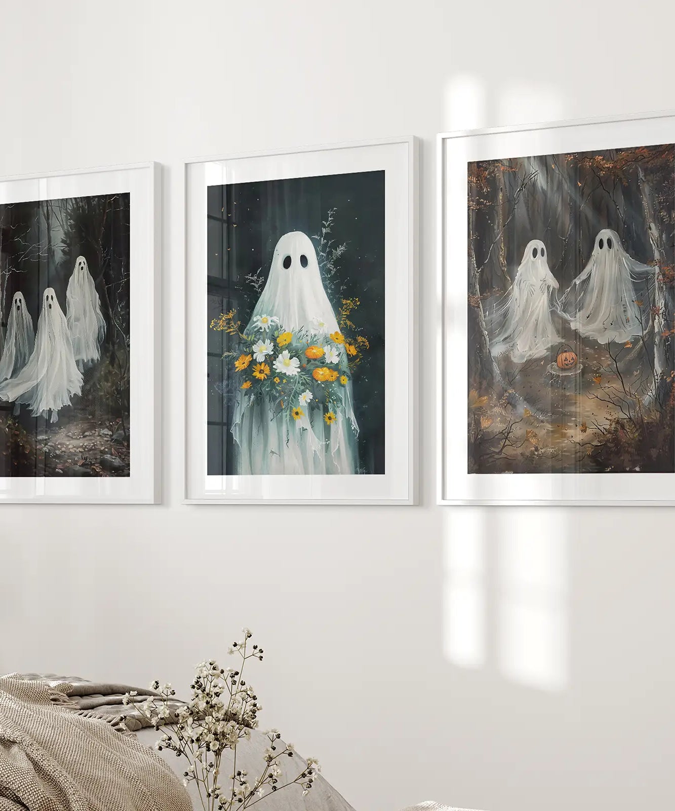 Halloween Geister im Wald Wandkunstdrucke