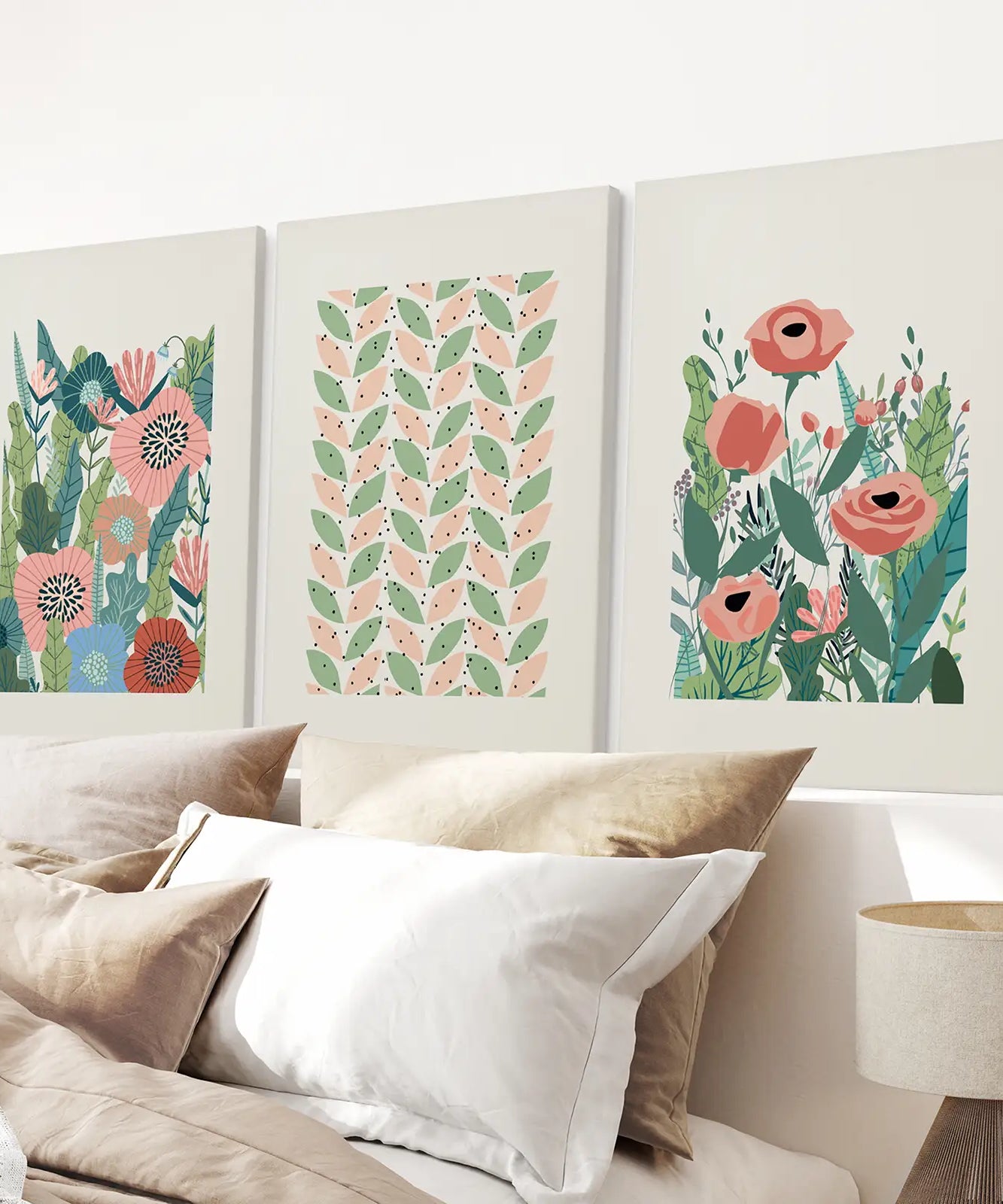 Botanische rosa Mohnblumen Wandkunst Poster Dekoration