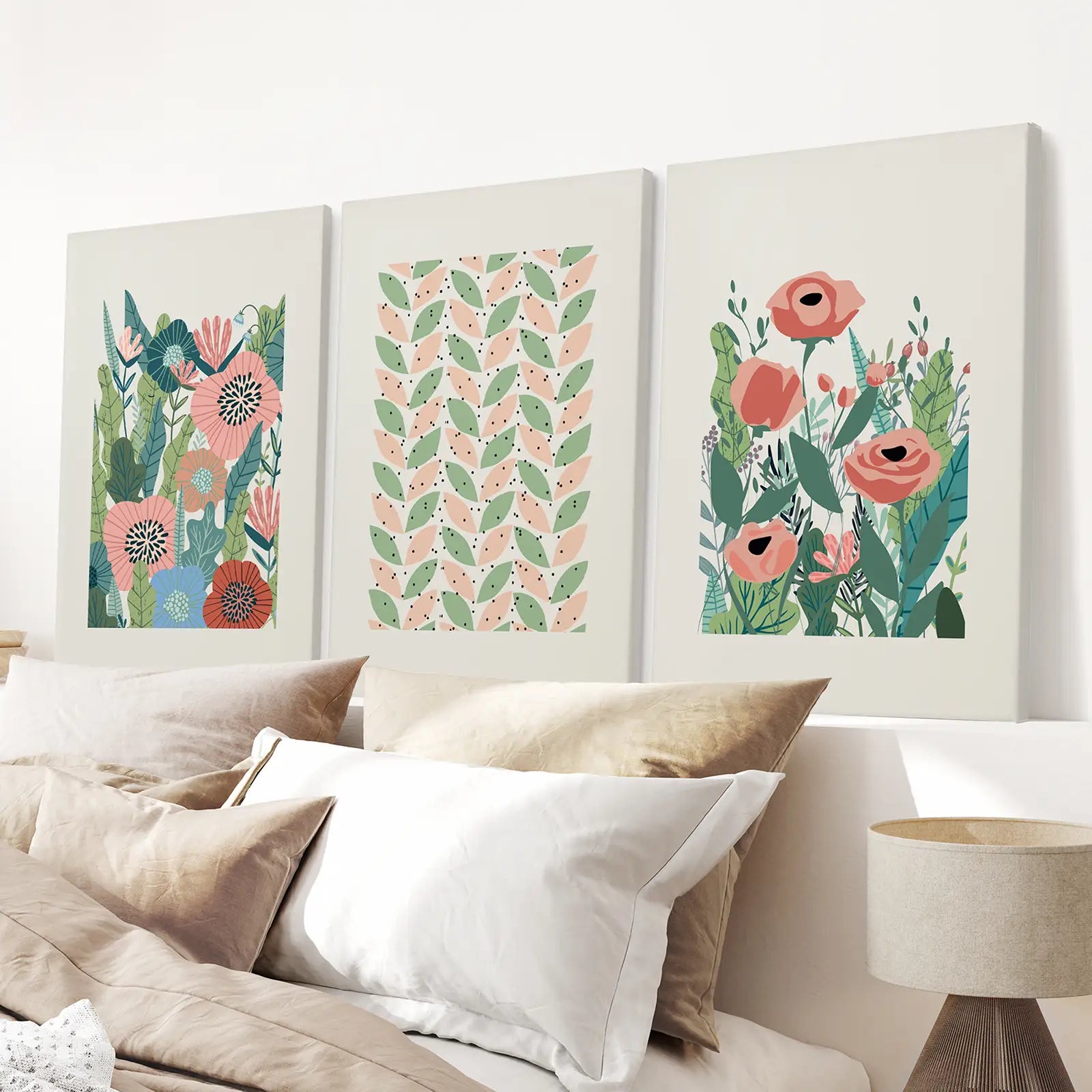 Botanische rosa Mohnblumen Wandkunst Poster Dekoration