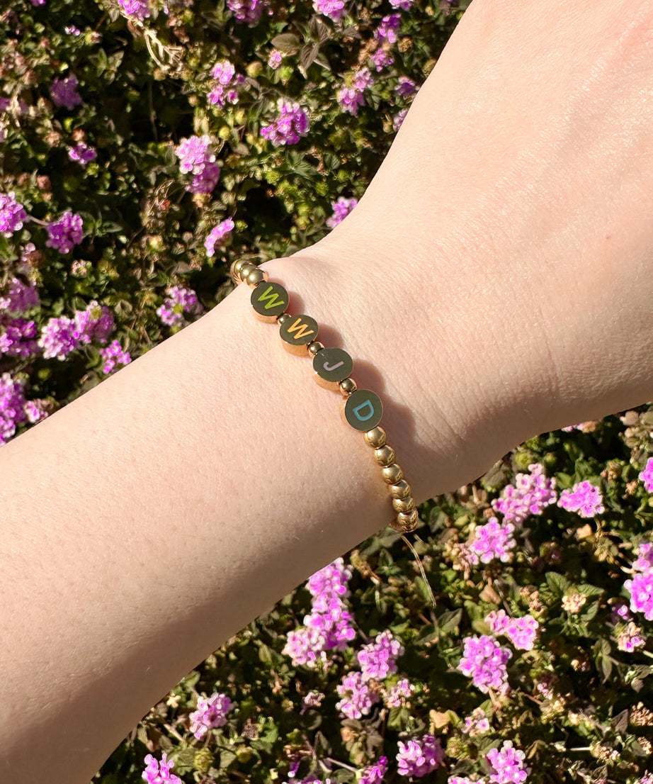 Gold WWJD Letter Bracelet