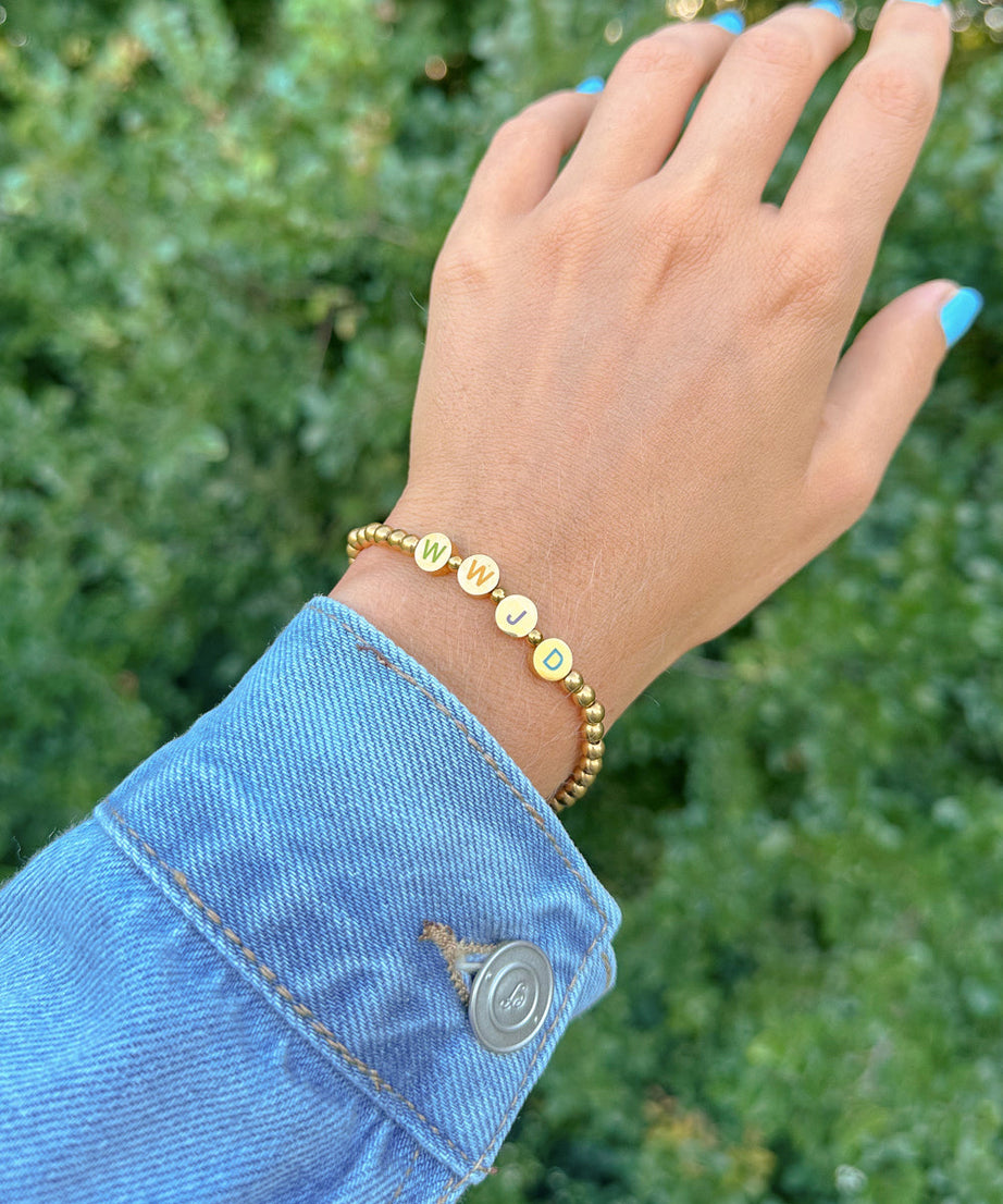 Gold WWJD Letter Bracelet