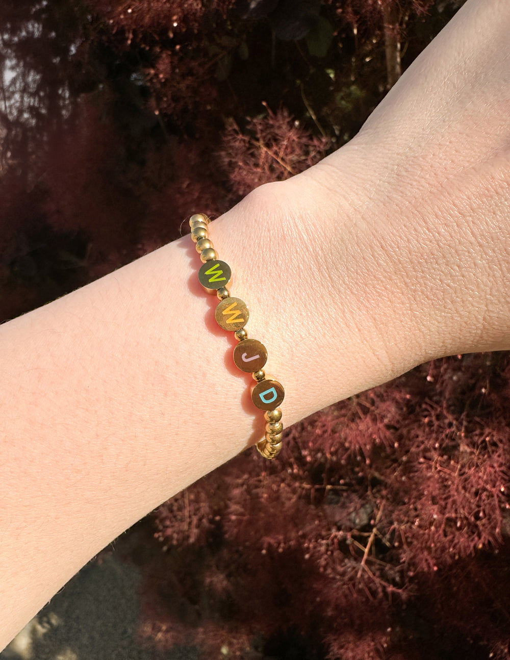 Gold WWJD Letter Bracelet