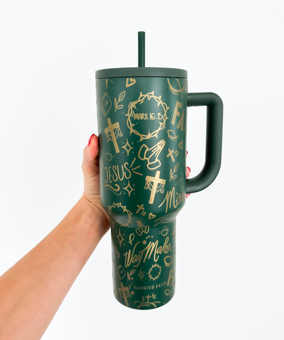 Grüner Tumbler mit Allover-Print, 40 oz, Ascend