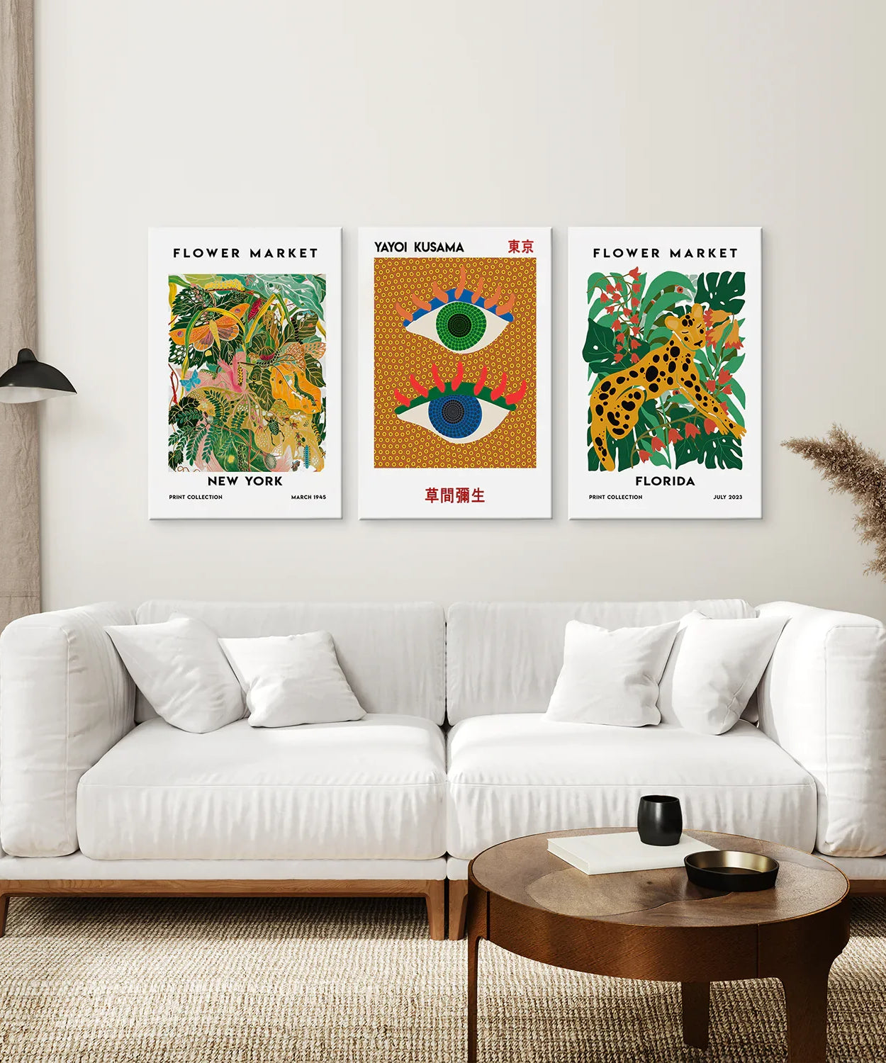Modernes abstraktes Blumen-Marker-Set, 3-teilig