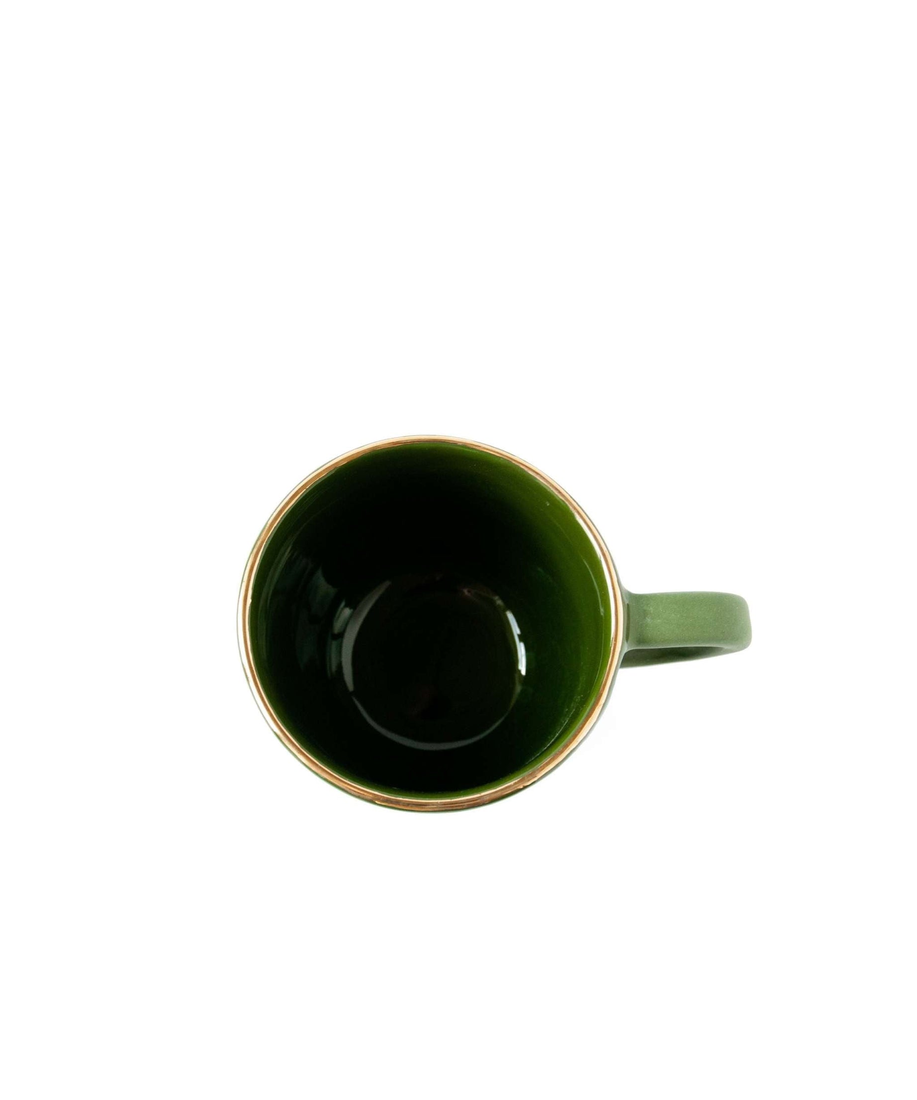 Kaffeetasse mit Goldrand | Handgemachte Porzellantasse Grün mit Gold