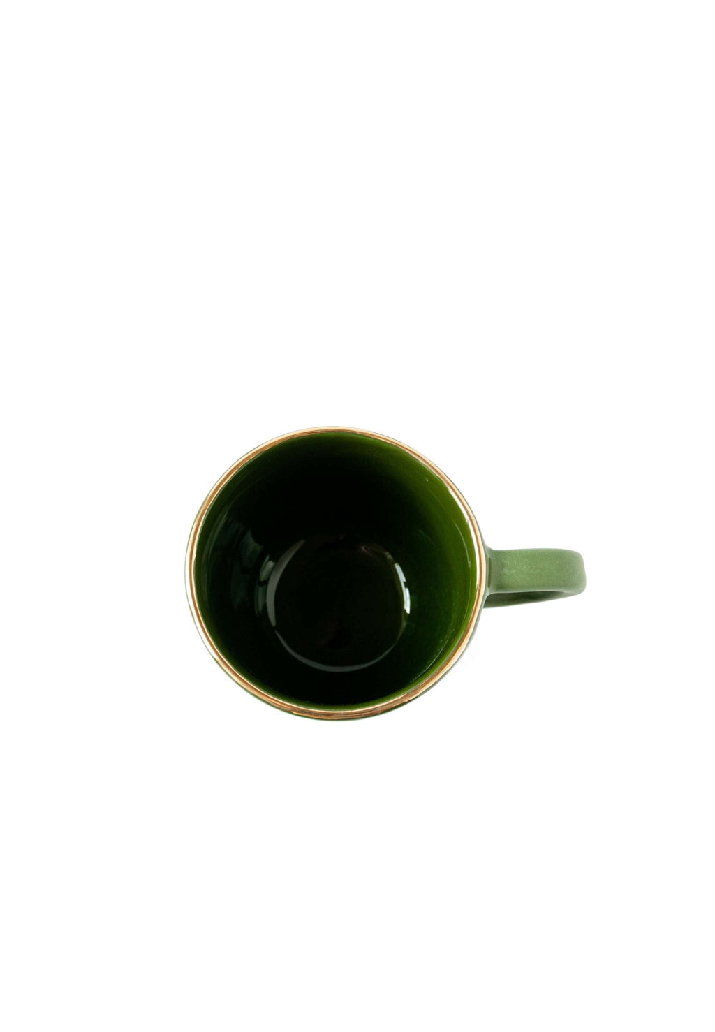 Gold Rim Coffee Mug | Handmade Porcelain Green Coffee Cup with Gold