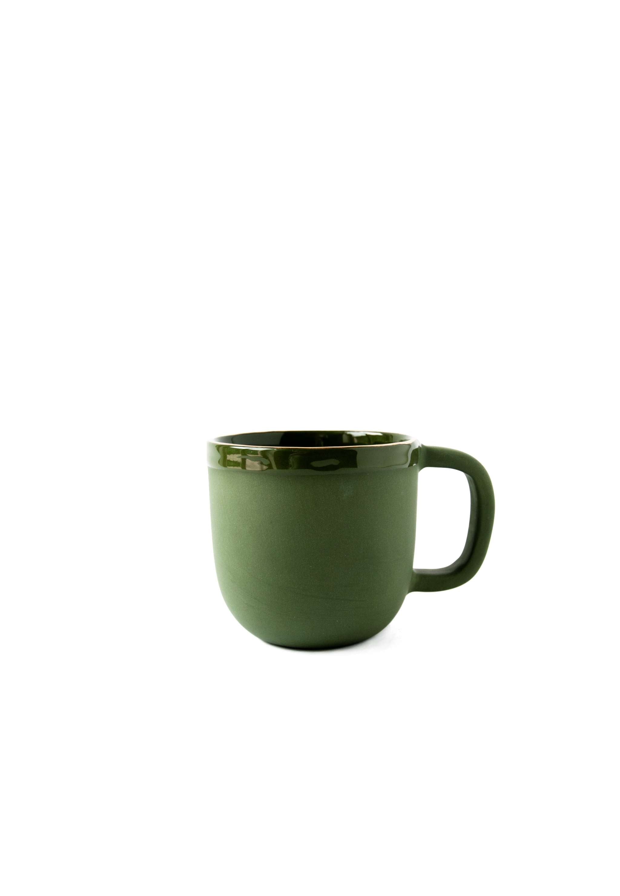 Kaffeetasse mit Goldrand | Handgemachte Porzellantasse Grün mit Gold