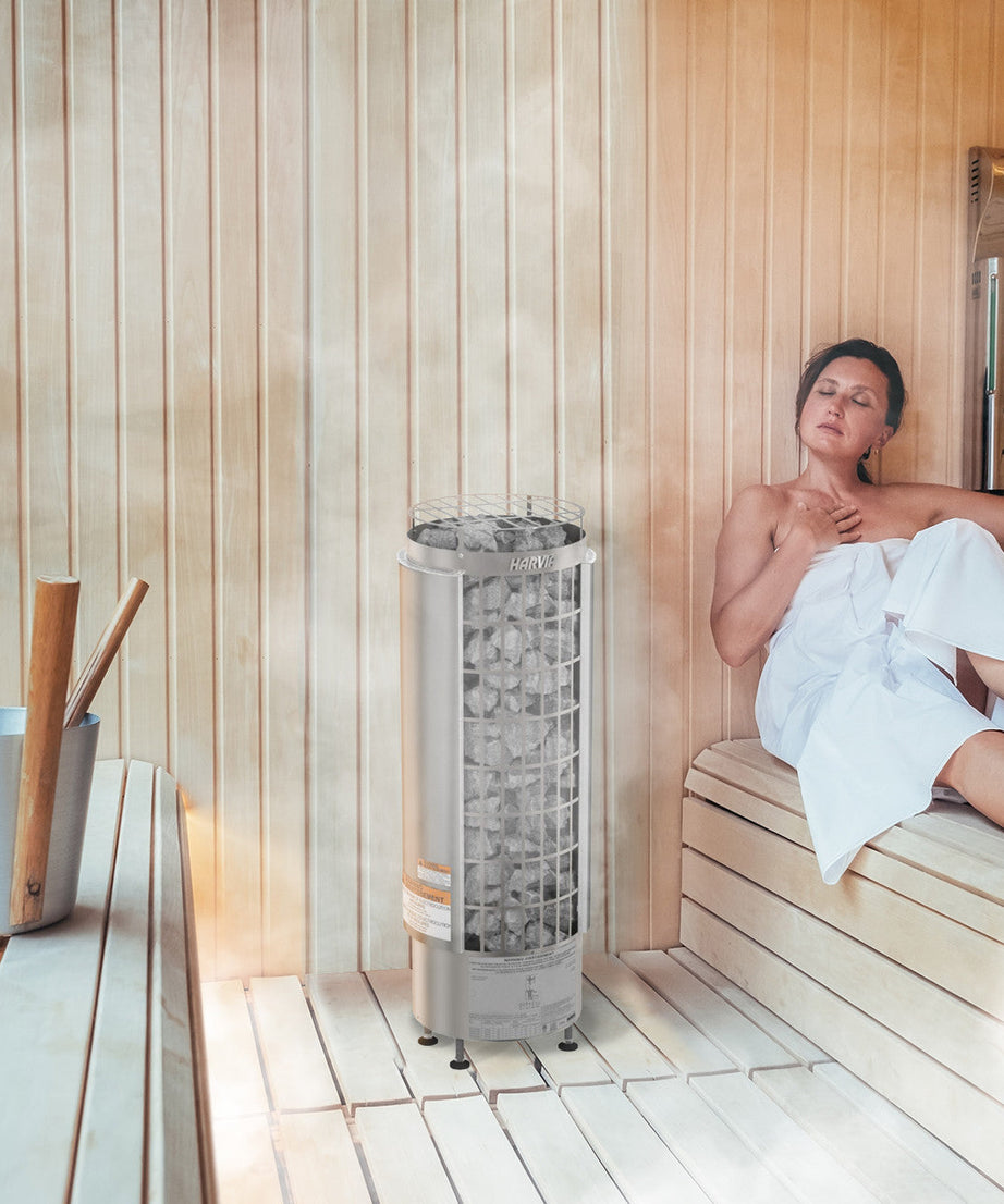 Harvia Cilindro UL Certified Electric Sauna Heater With Xenio CX45 Digital Control Panel & Sauna Stones [PC60/80/90/110E] (SAK86571)