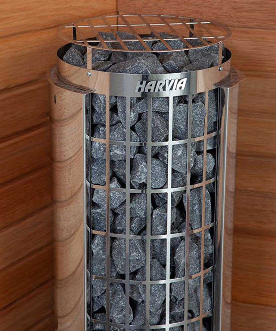 Harvia Cilindro UL Certified Electric Sauna Heater With Xenio CX45 Digital Control Panel & Sauna Stones [PC60/80/90/110E] (SAK86571)