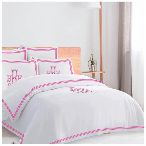 Monogam 400TC Cotton Triple Edge Embroidery Sateen Solid Duvet Cover Set