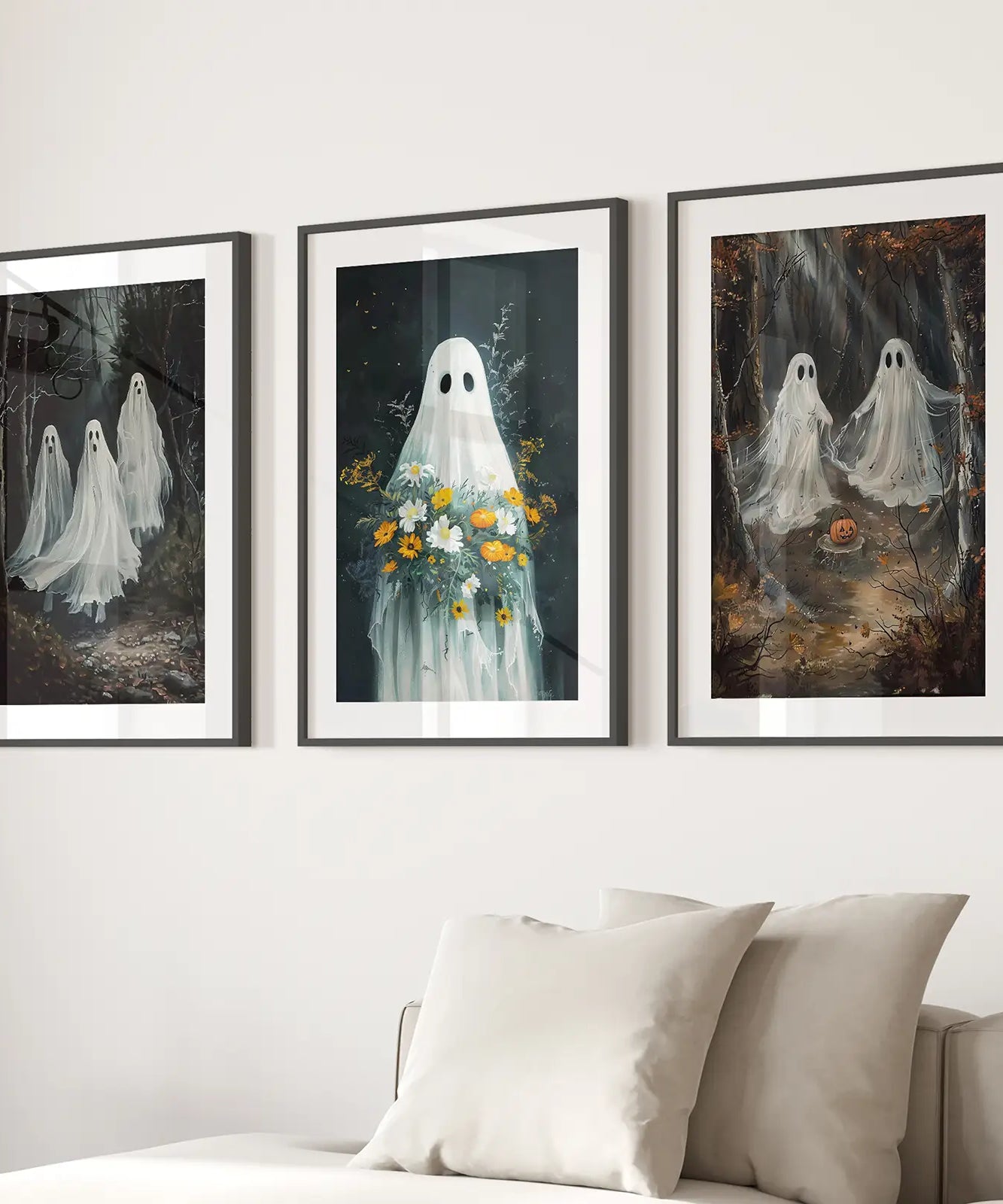 Halloween Geister im Wald Wandkunstdrucke