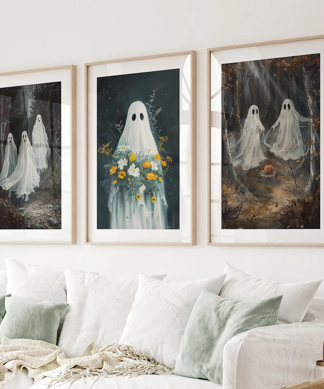Halloween Geister im Wald Wandkunstdrucke