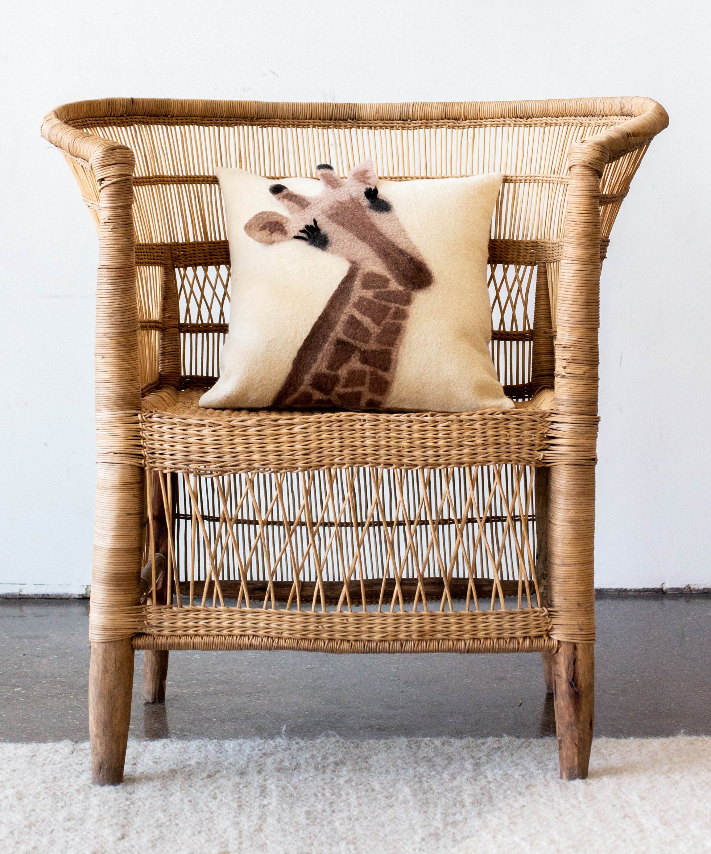 Animal Jungle Giraffe Wool Throw Pillow