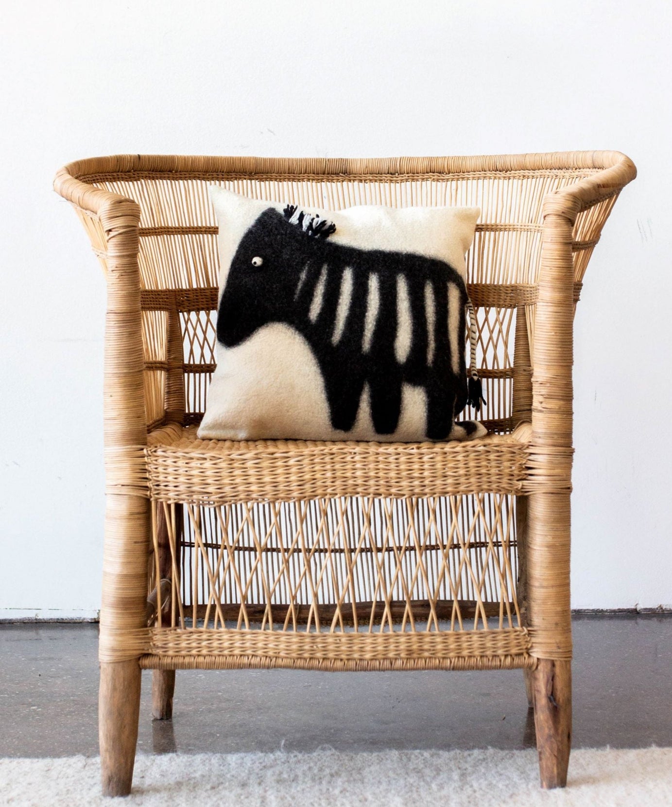 Felted Wool Zebra Throw Pillow