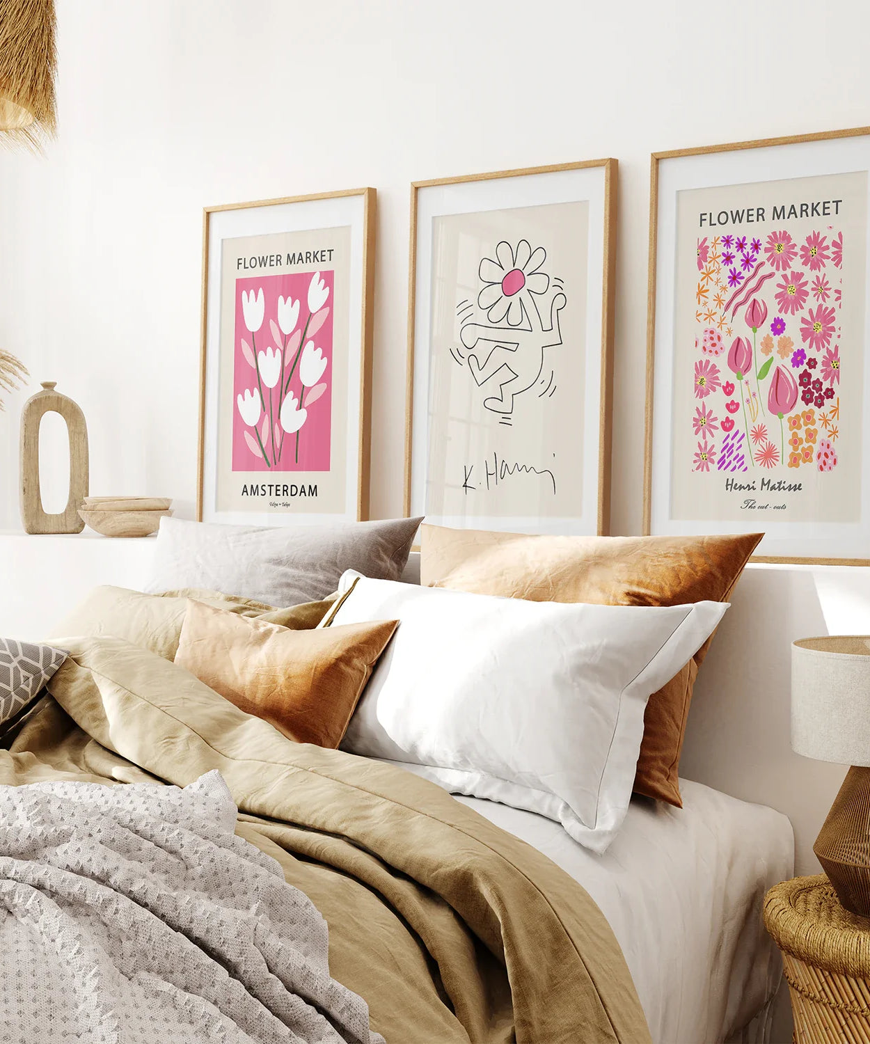 Keith Haring & Matisse Rosa 3er-Set Kunstdrucke