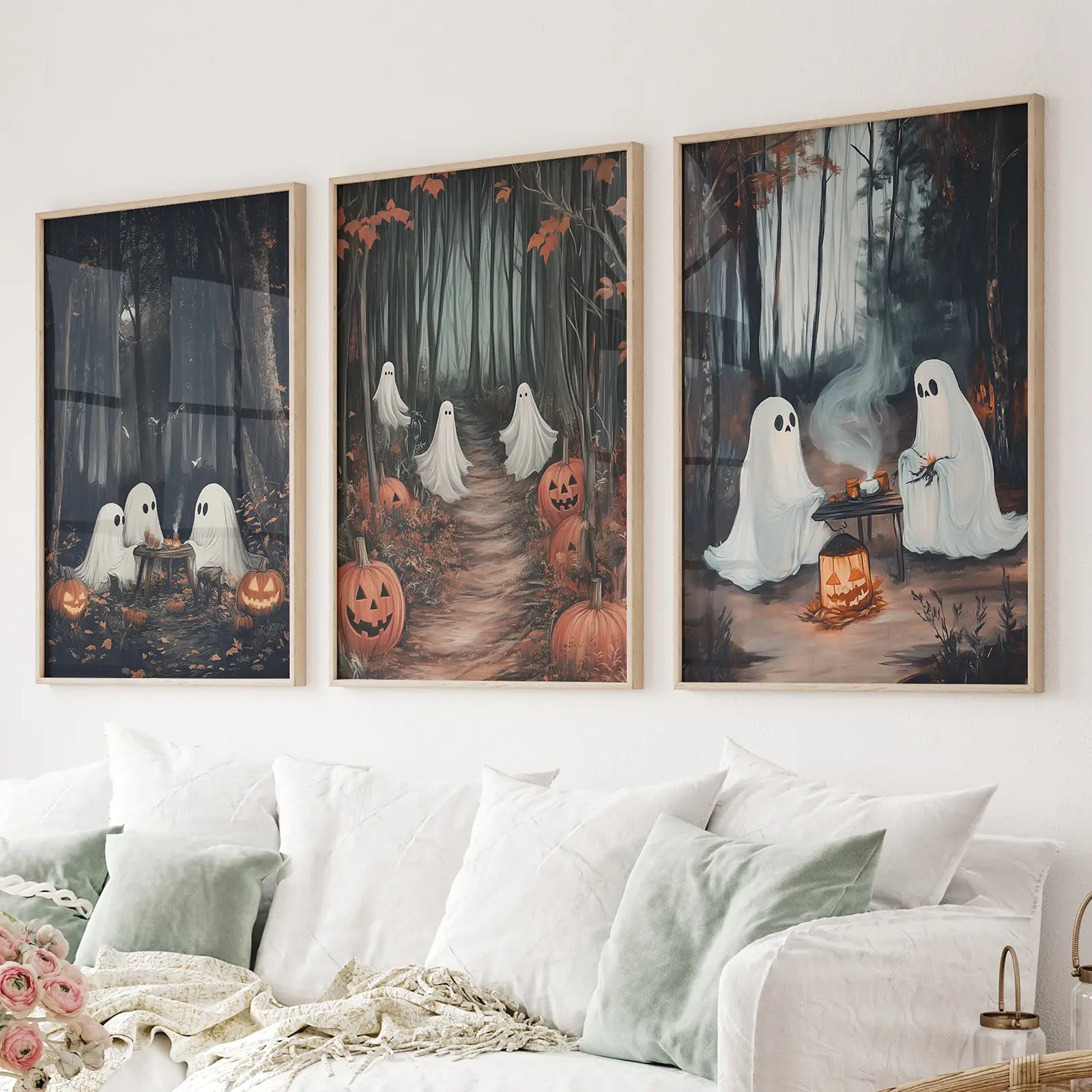 Geisterpaar Herbstwald Wandkunst Poster Deko