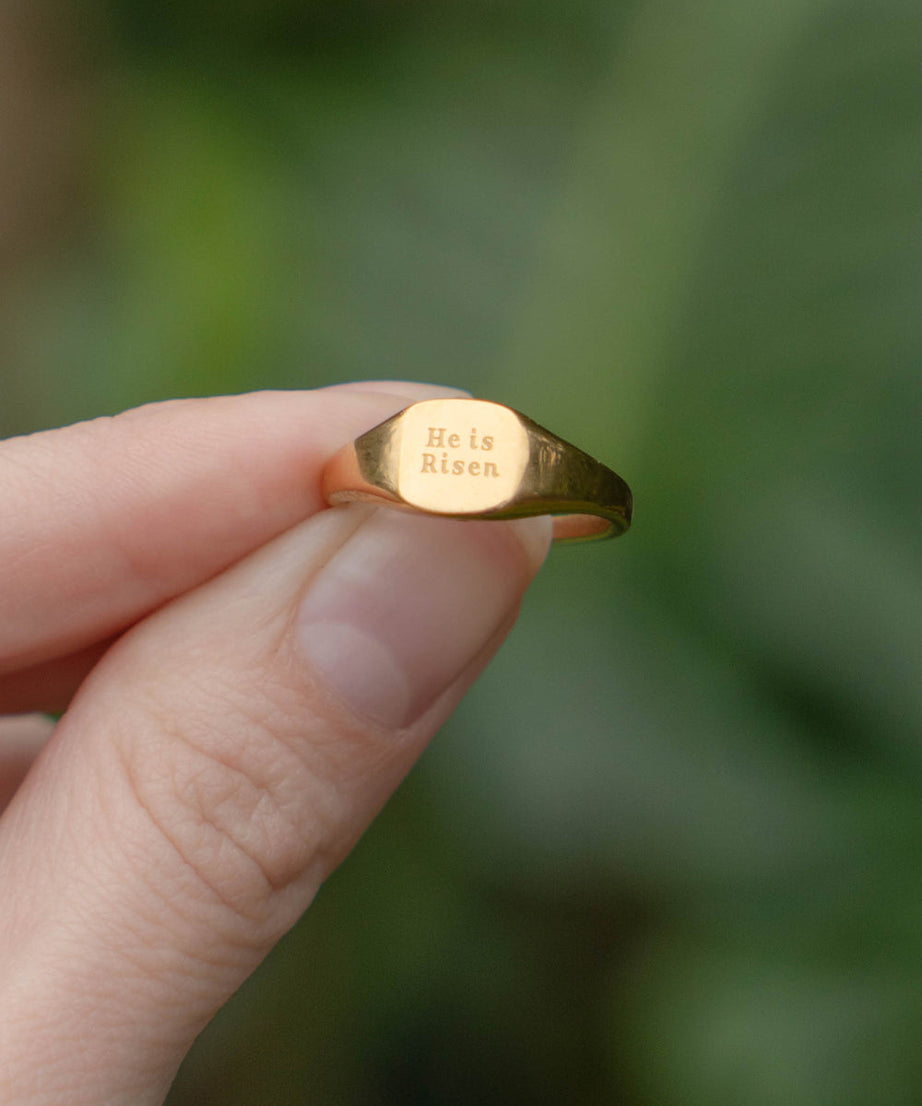 He Is Risen Signet Ring