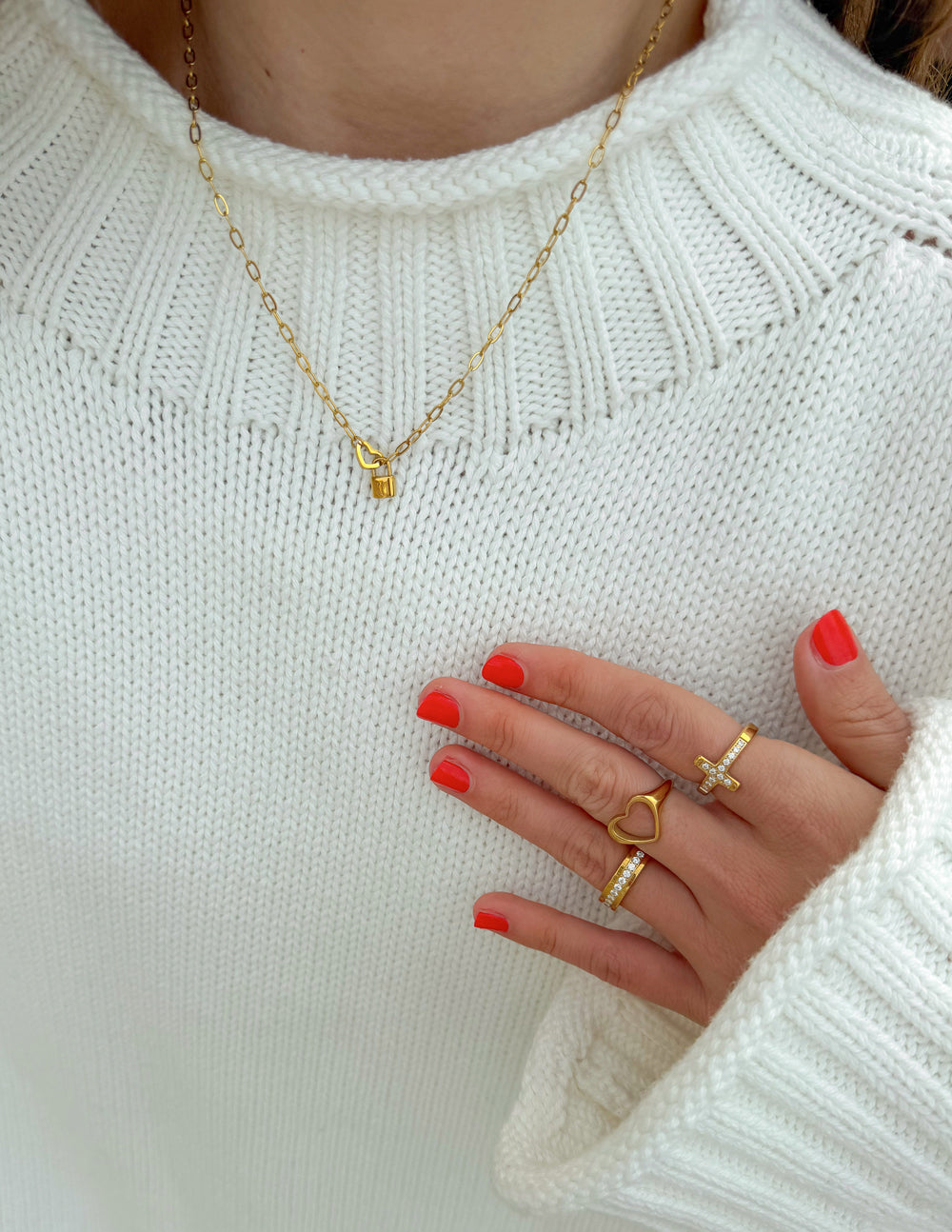 Heart Lock Paperclip Chain Necklace