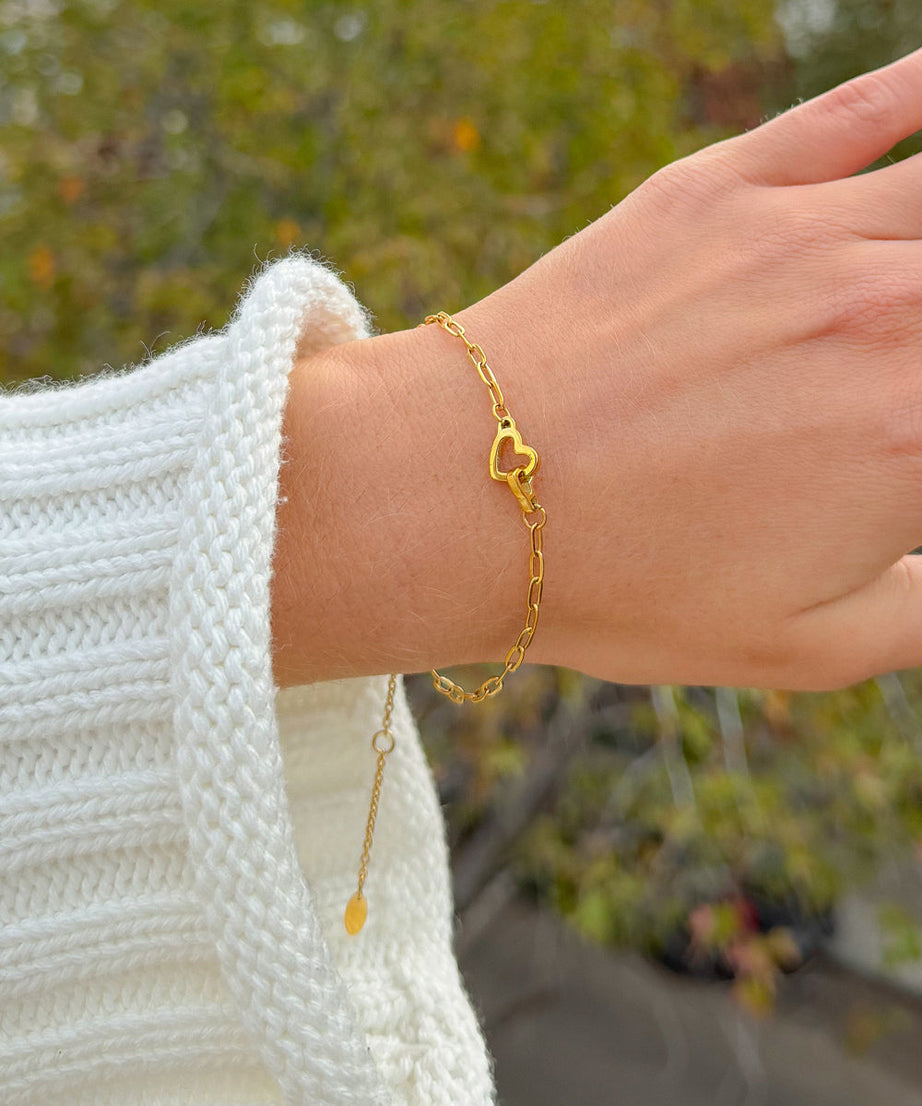 Heart Paperclip Chain Bracelet