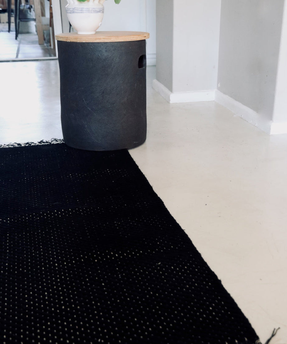 Herringbone Black Cotton Mat