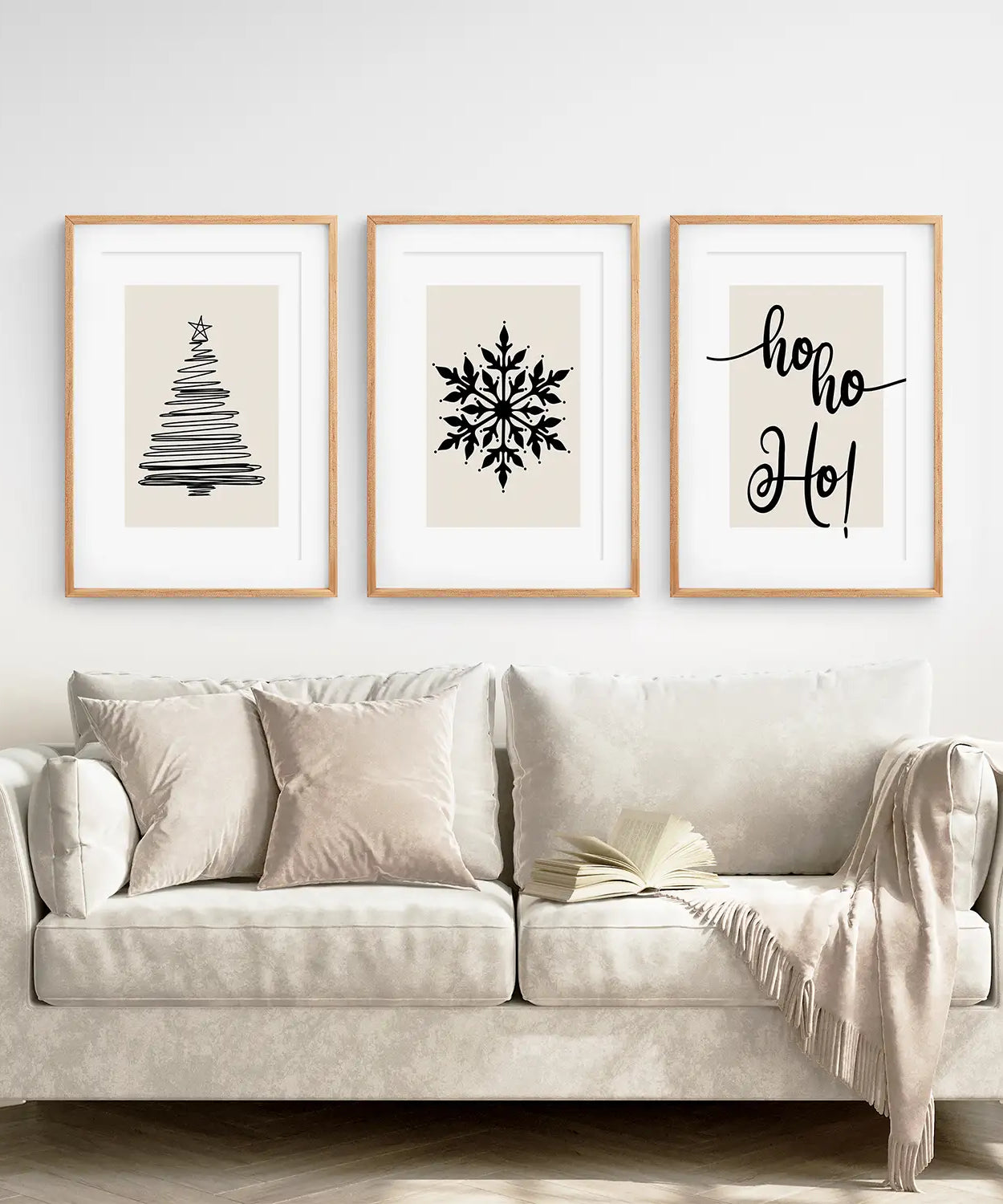 Nordic Style Weihnachtstriptychon Wandbilder Set