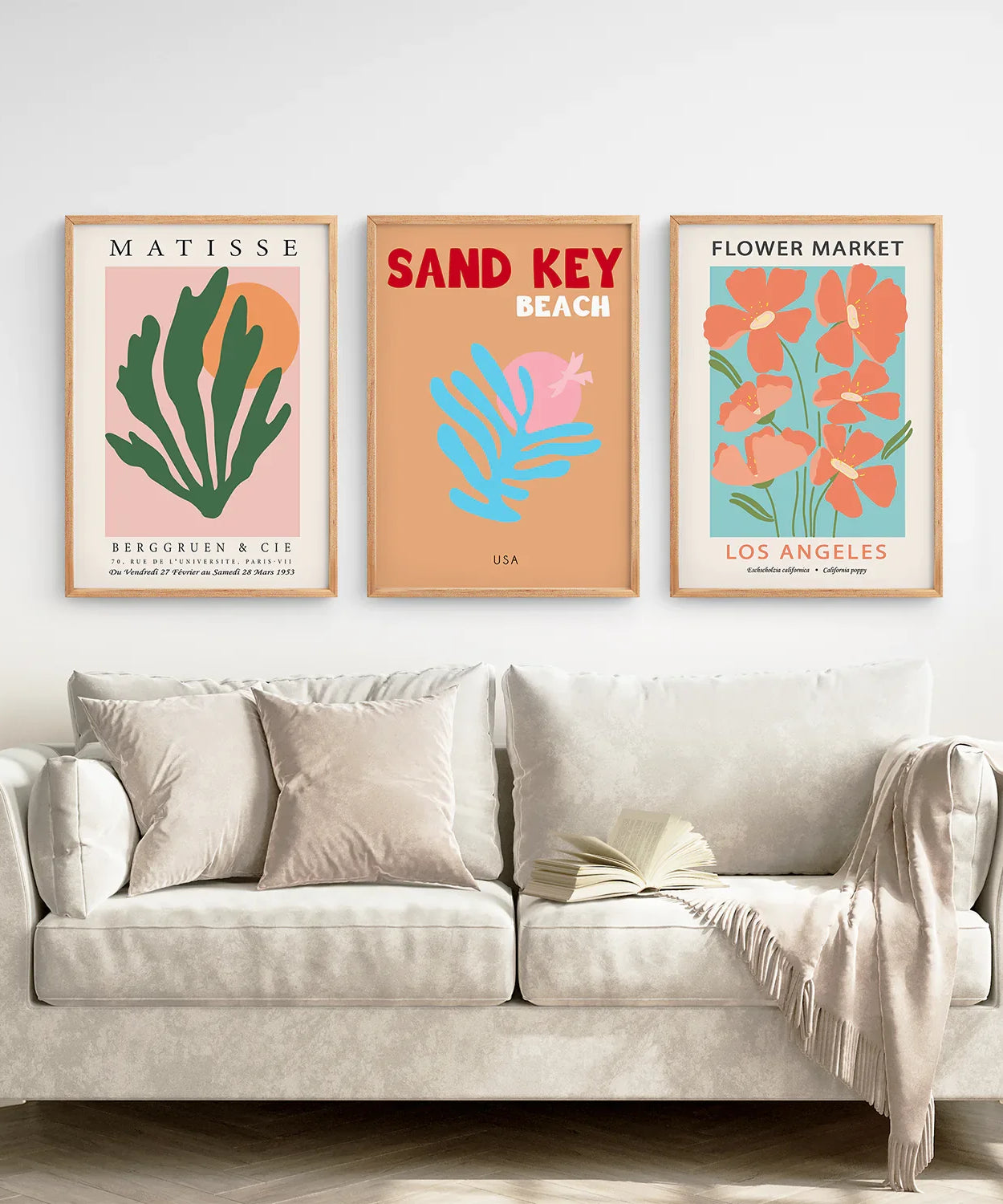 Trendige farbenfrohe Kunstdrucke im 3er-Set – Henri Matisse